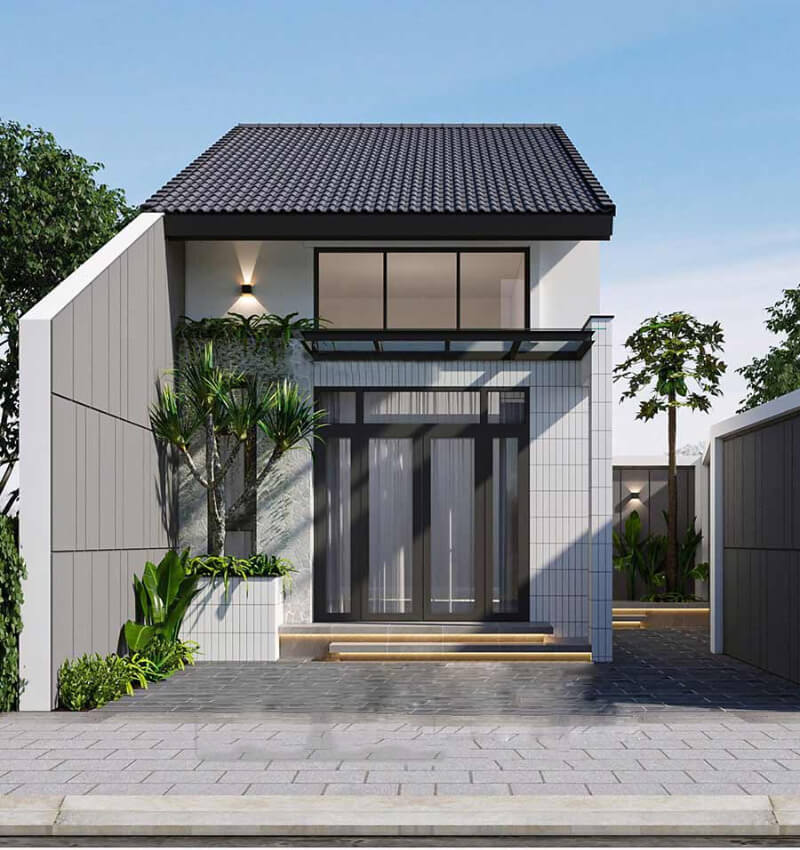 mặt tiền nhà gác lửng 5m