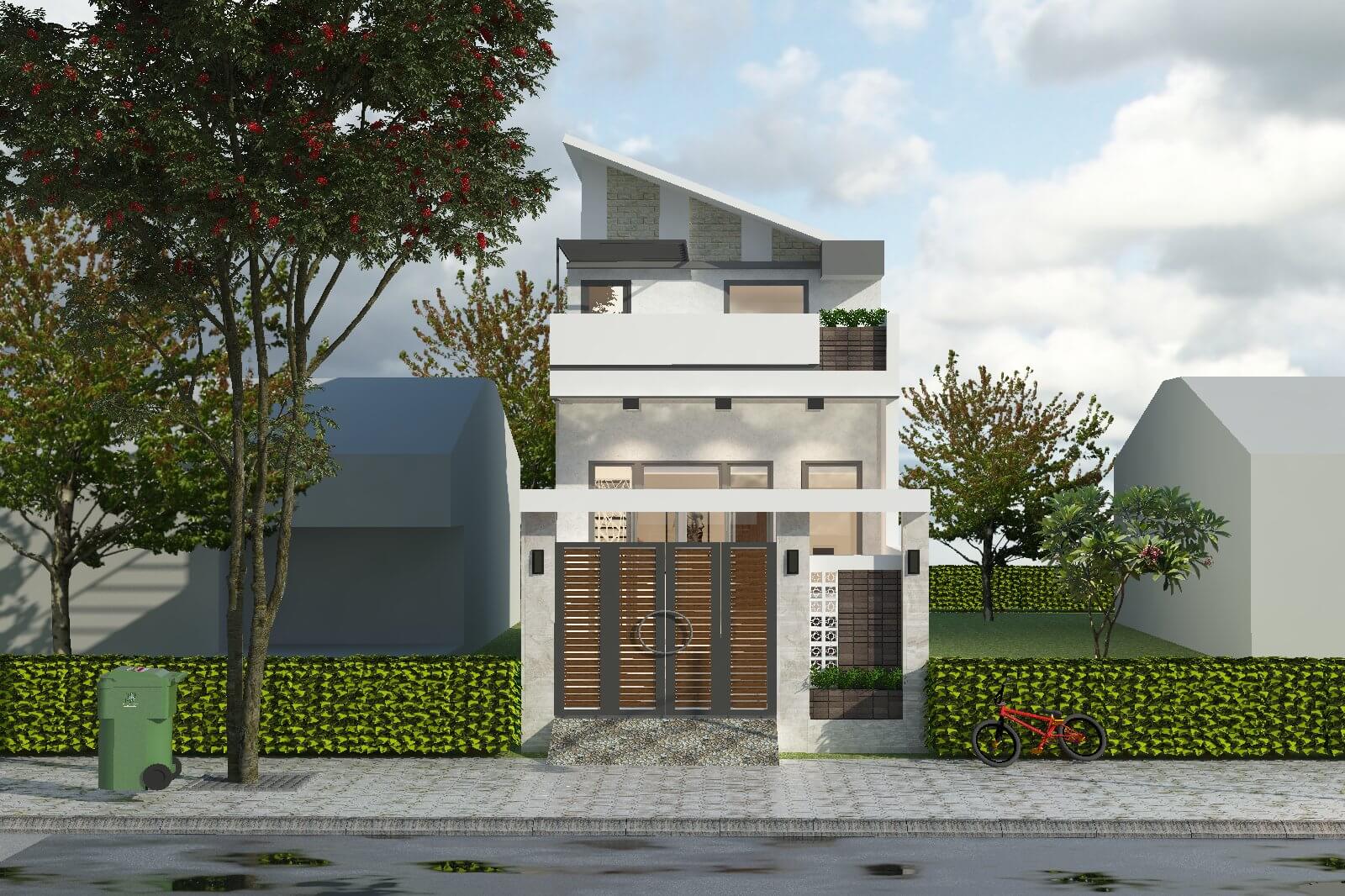 mặt tiền nhà gác lửng đẹp