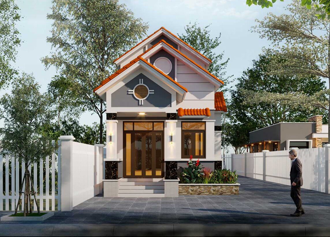 mặt tiền nhà gác lửng cấp 4 Pendecor