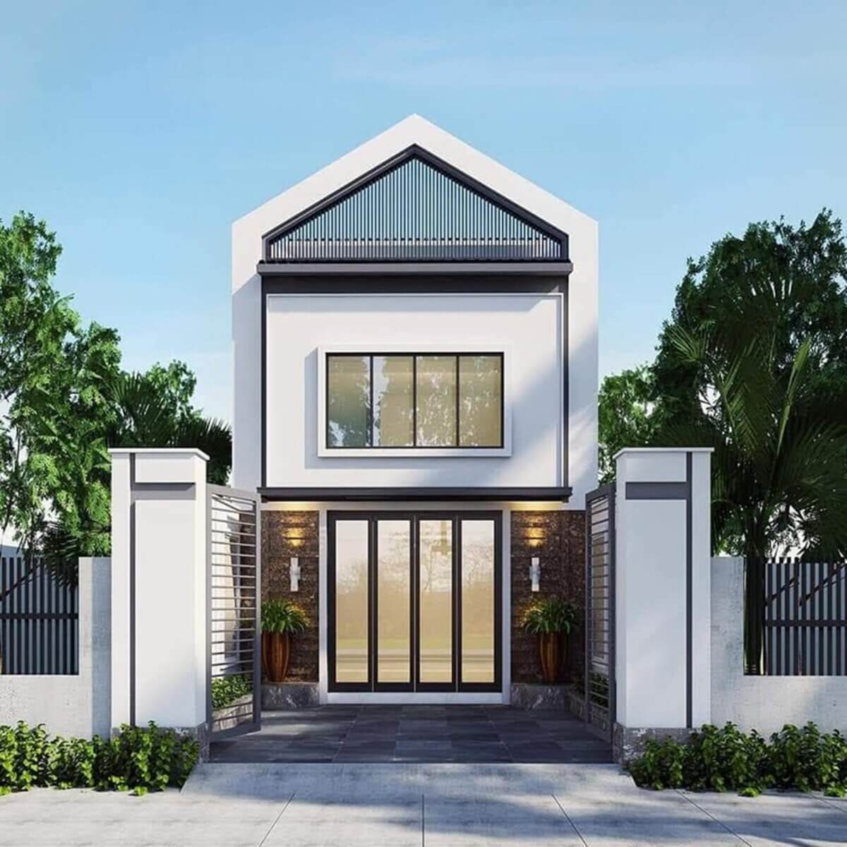mặt tiền nhà gác lửng đẹp Pendecor