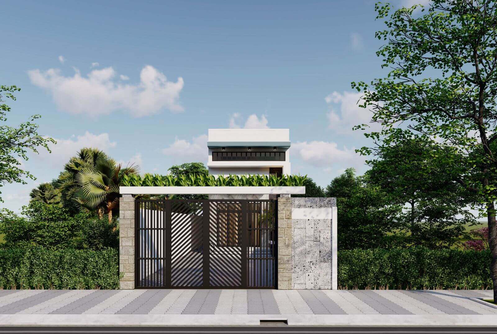 mặt tiền nhà có gác lửng đẹp Pendecor