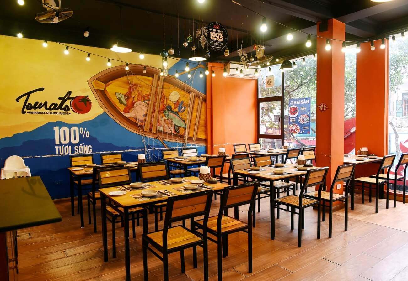 cách trưng bày quán ốc Pendecor