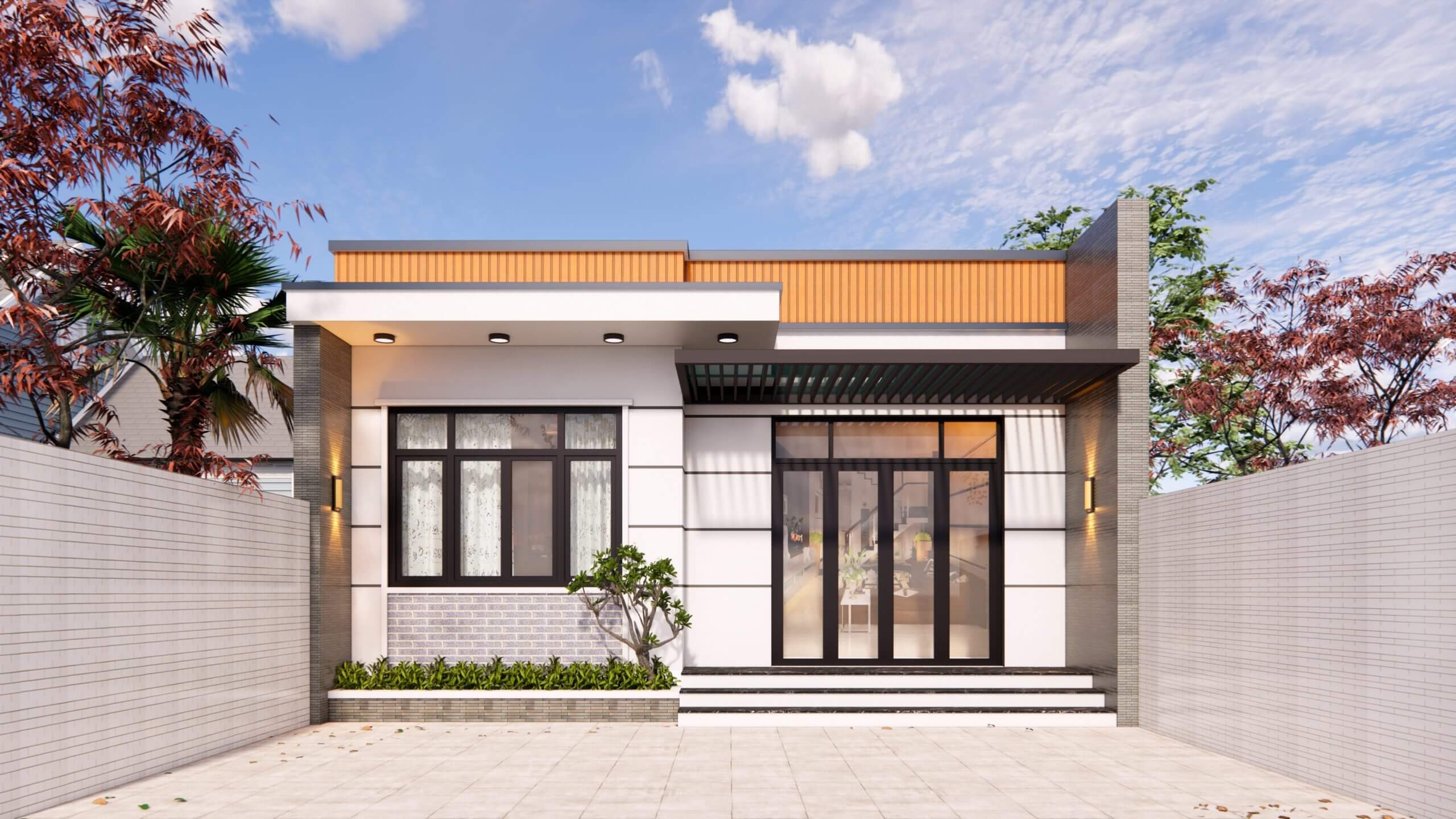 mẫu mặt tiền nhà ống 1 tầng