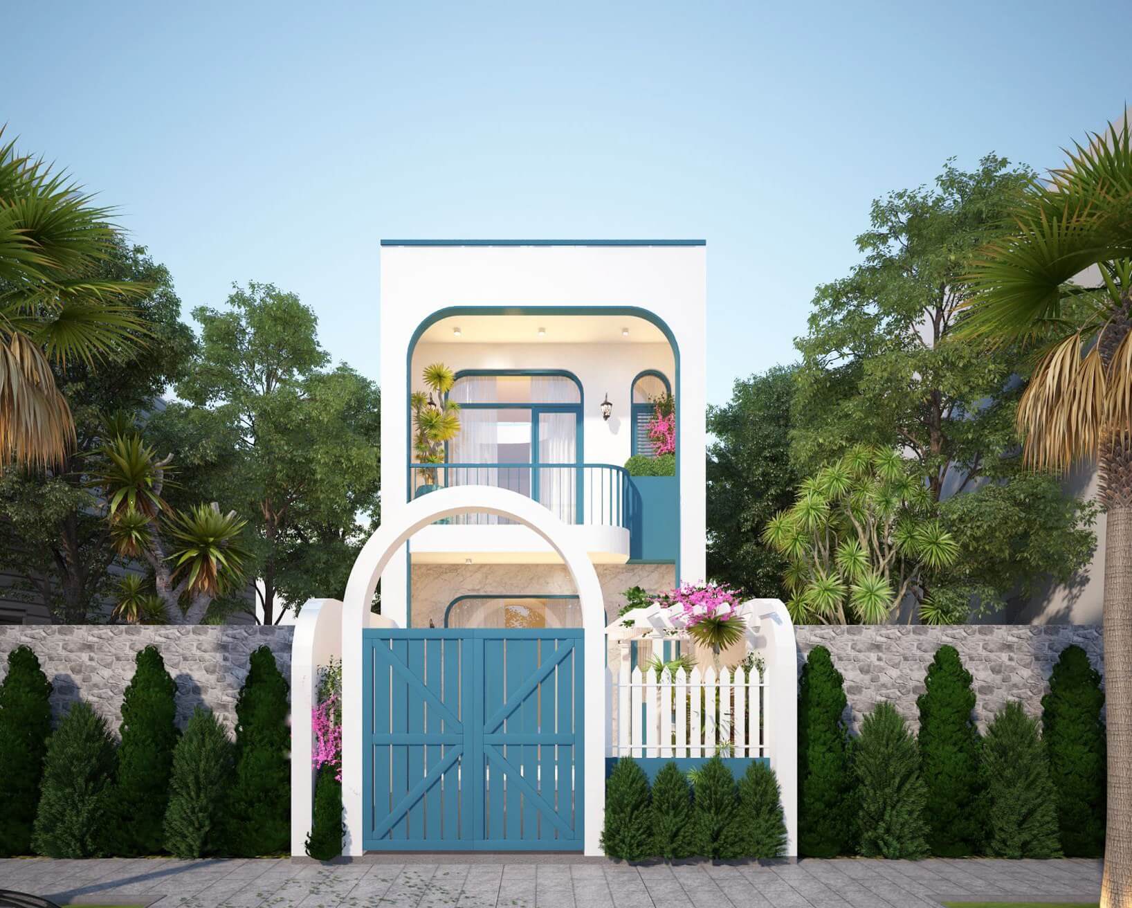 mẫu mặt tiền nhà ống 2 tầng hiện đại Pendecor