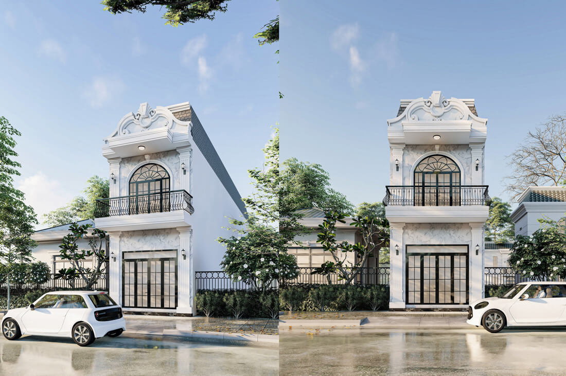 mẫu mặt tiền nhà ống 2 tầng đơn giản Pendecor