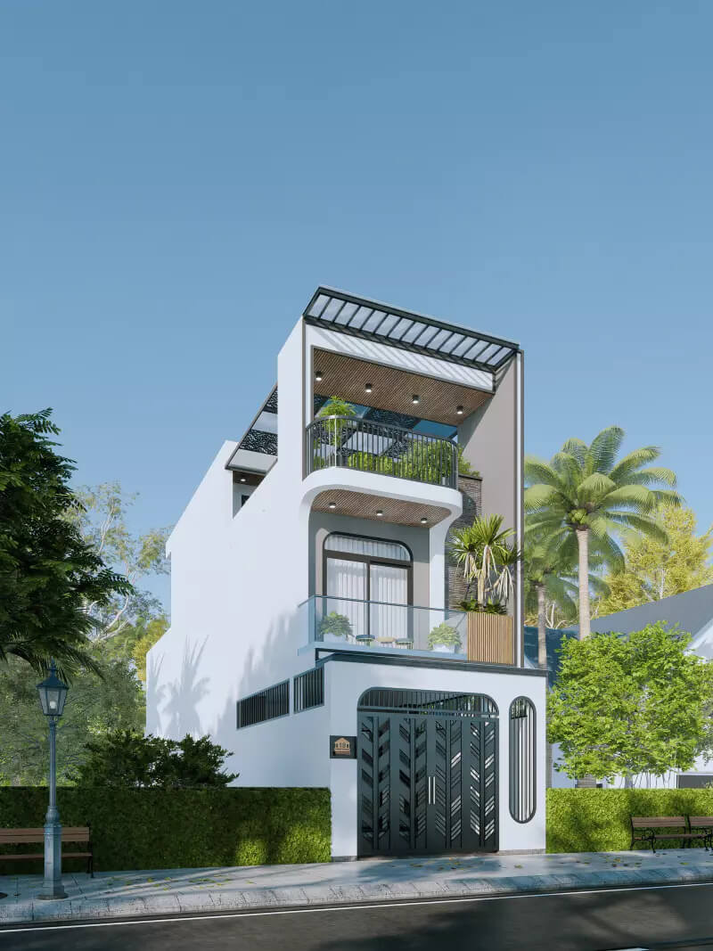 mẫu nhà 2 tầng mặt tiền 4m hiện đại Pendecor