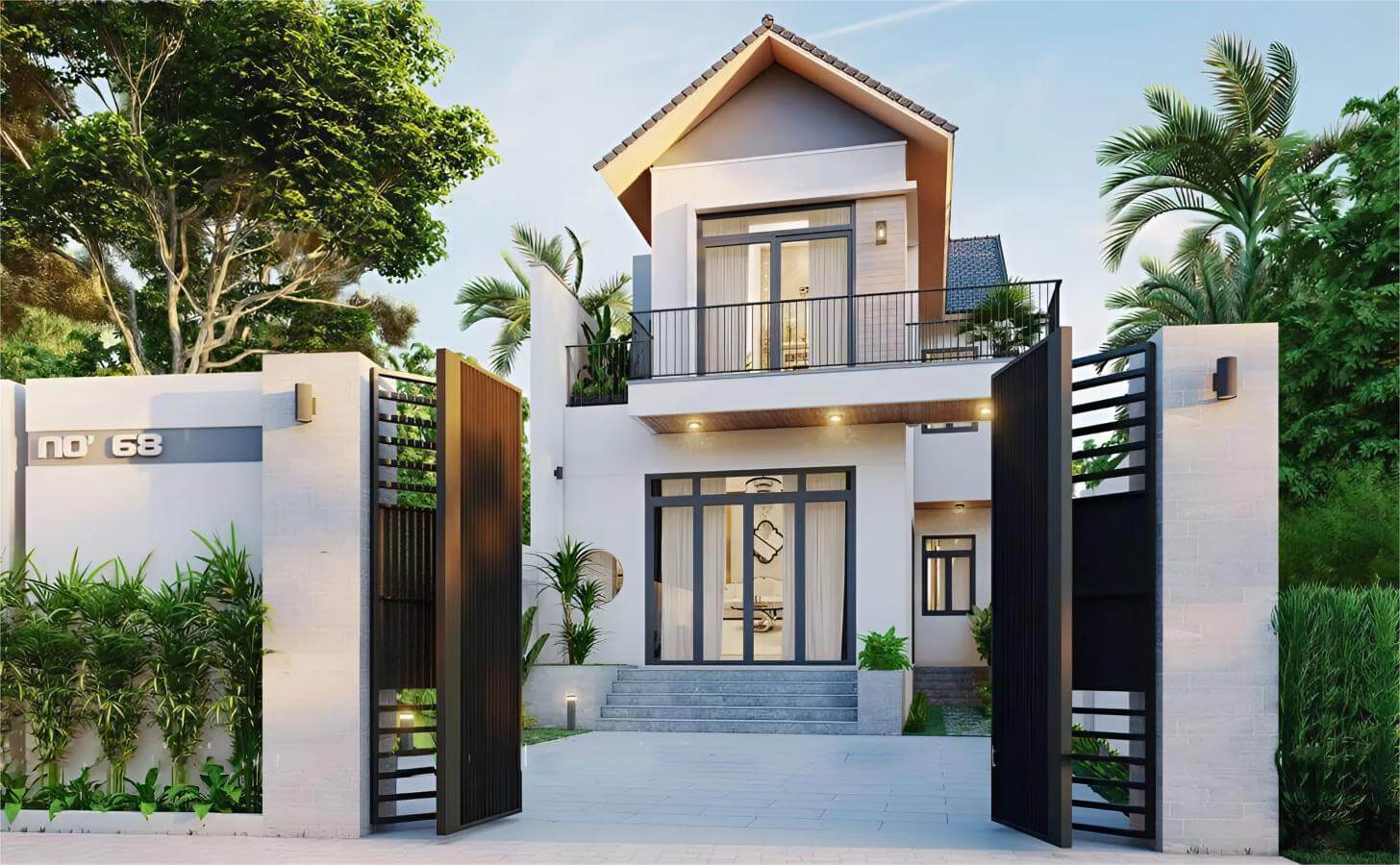mẫu nhà ống 2 tầng mặt tiền Pendecor