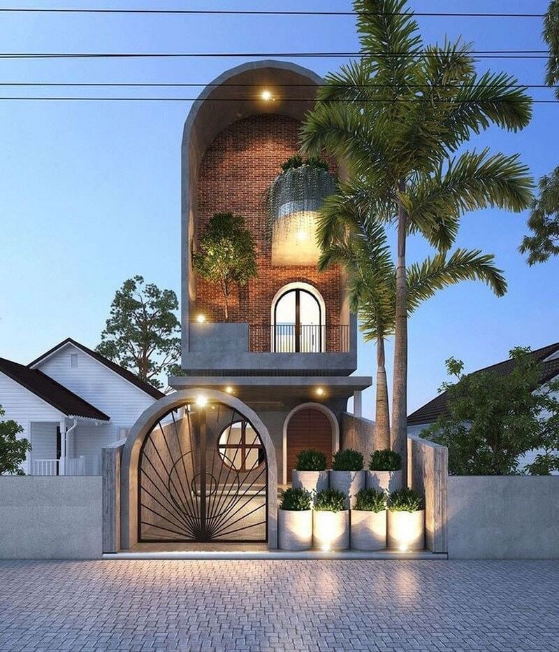 cách trang trí mặt tiền nhà ống 2 tầng Pendecor