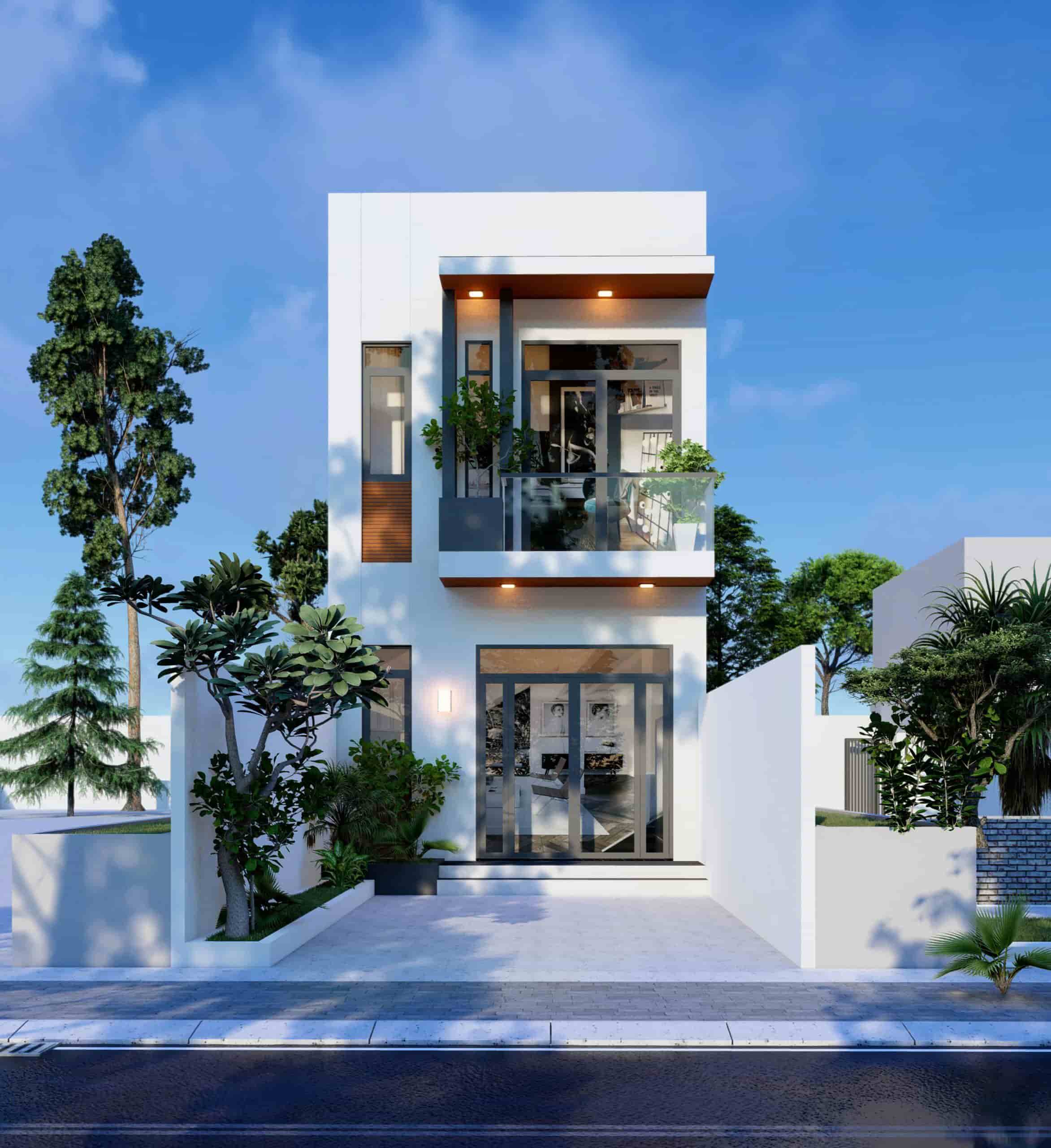 mẫu mặt tiền nhà 2 tầng 1 tum đẹp Pendecor