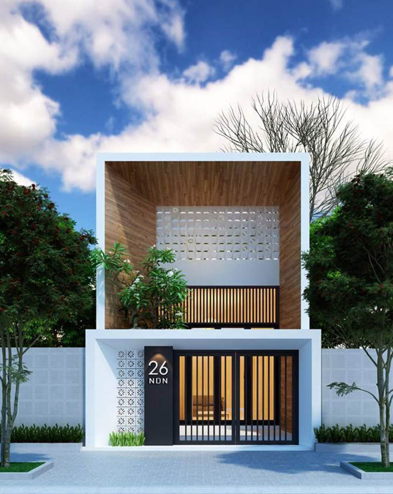 cách trang trí mặt tiền nhà ống 2 tầng Pendecor
