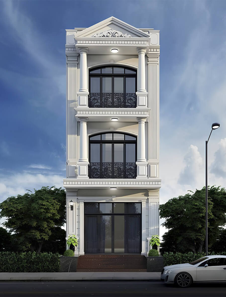 mẫu mặt tiền nhà ống 3 tầng đẹp Pendecor