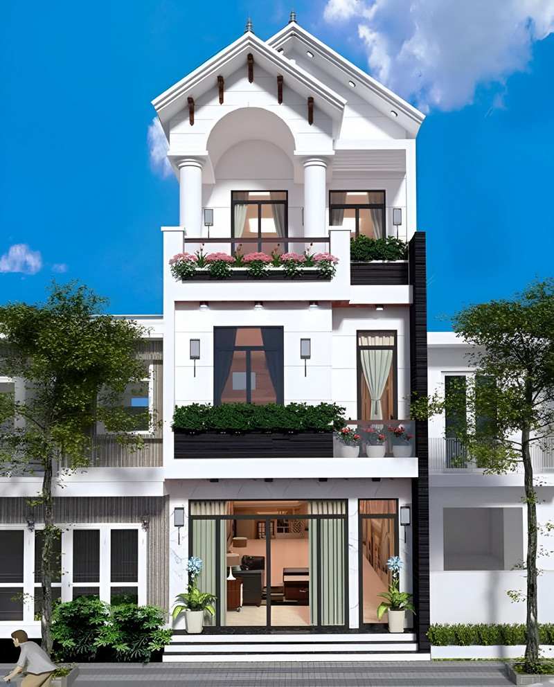 mẫu mặt tiền nhà ống 2 tầng hiện đại Pendecor