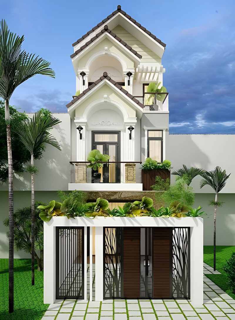 mặt tiền nhà ống 3 tầng đẹp Pendecor