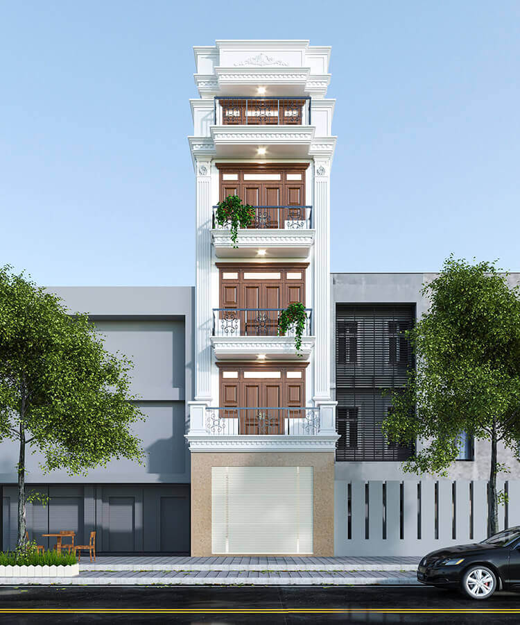 mặt tiền nhà ống 5 tầng