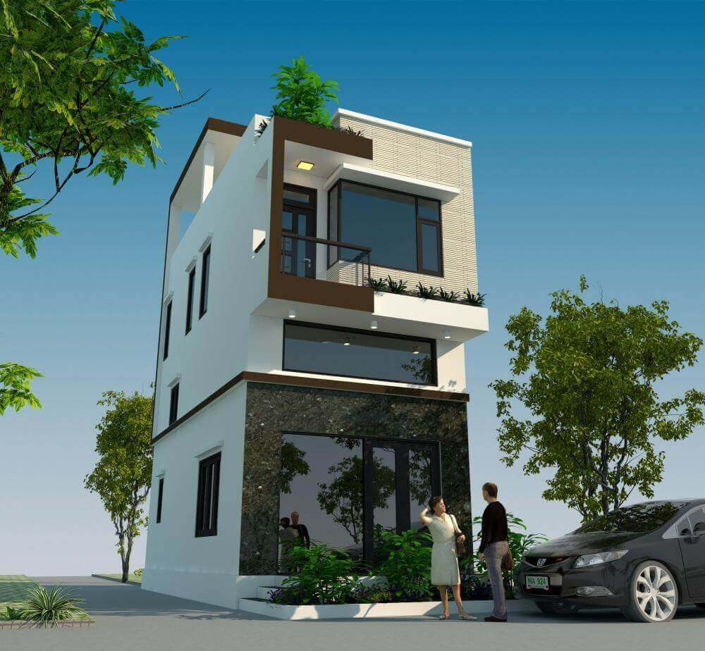 mặt tiền nhà ống có gác lửng