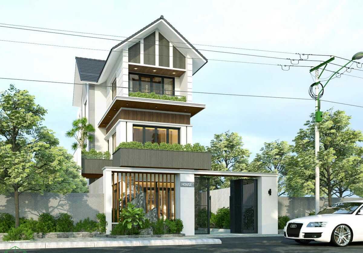mặt tiền nhà 2 tầng 5m hiện đại Pendecor