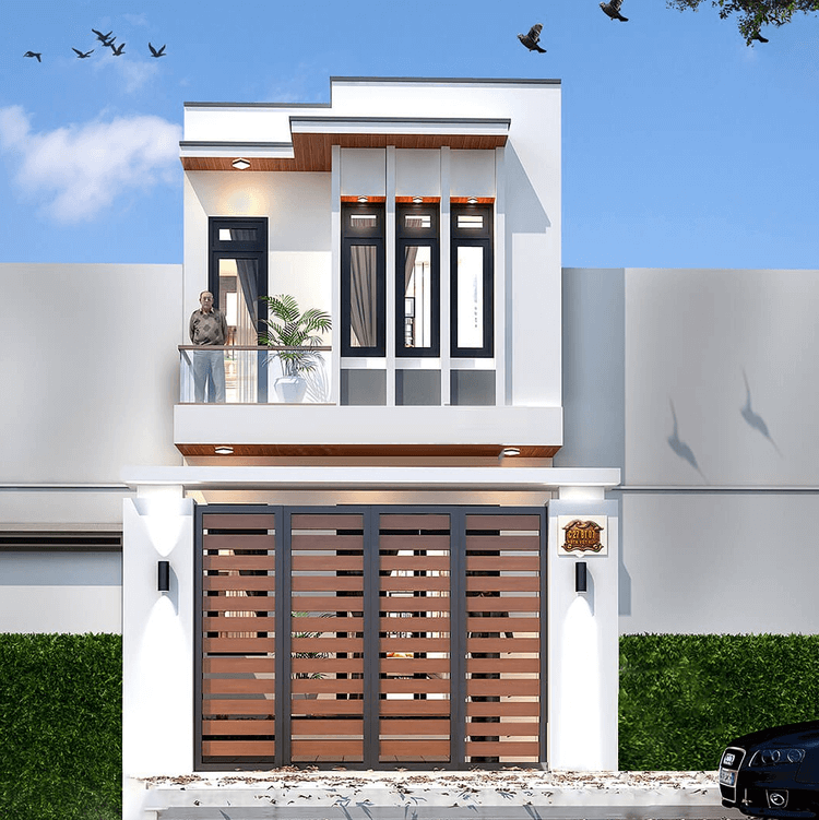 mẫu mặt tiền nhà phố 2 tầng đẹp Pendecor