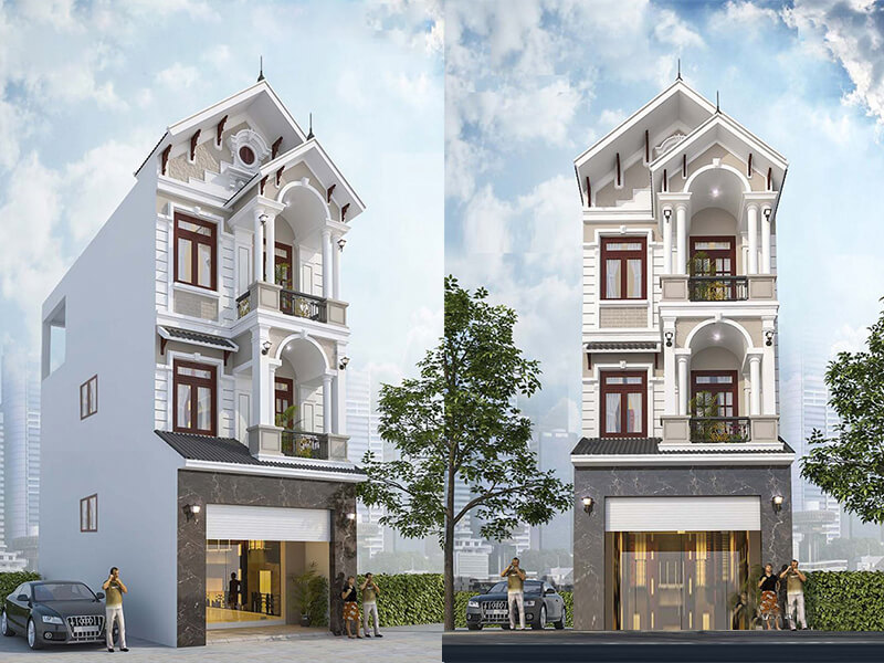 mẫu mặt tiền nhà 3 tầng Pendecor