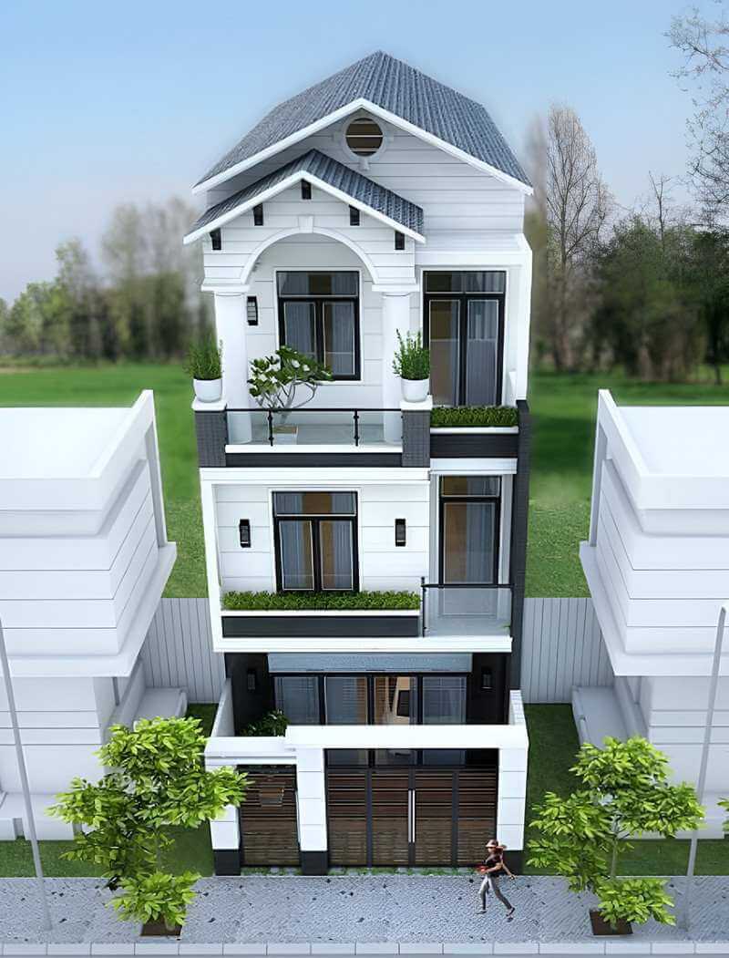 mẫu mặt tiền nhà 3 tầng hiện đại Pendecor