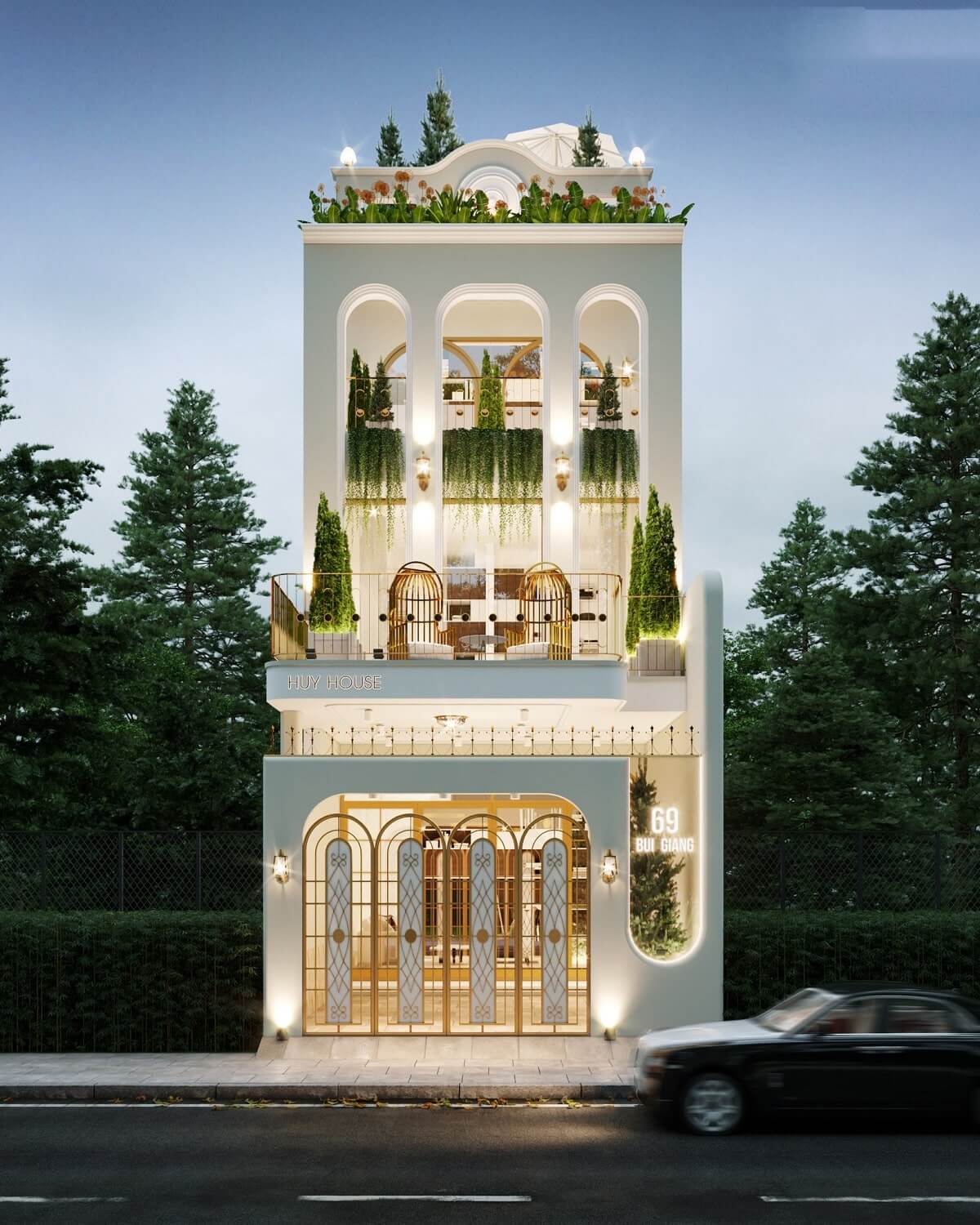 mẫu nhà 3 tầng 2 mặt tiền hiện đại Pendecor