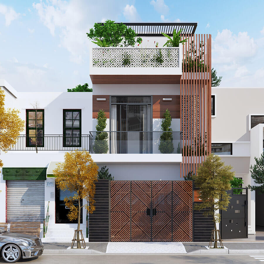 thiết kế nhà ống 3 tầng mặt tiền 6m