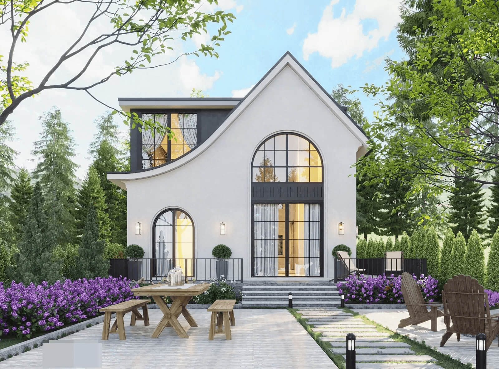 mẫu nhà vuông 2 tầng 2 mặt tiền