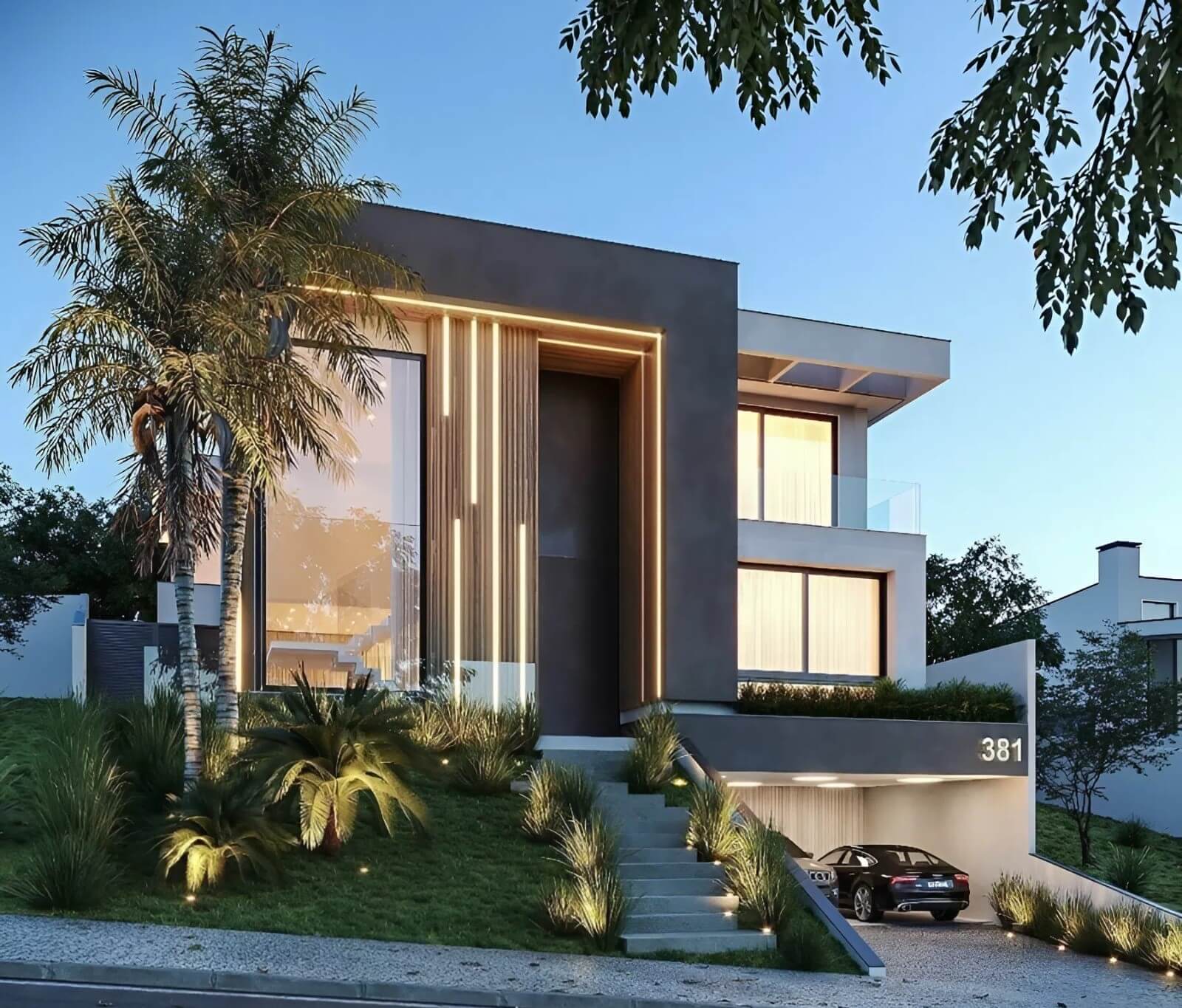 mẫu mặt tiền nhà vuông 2 tầng Pendecor