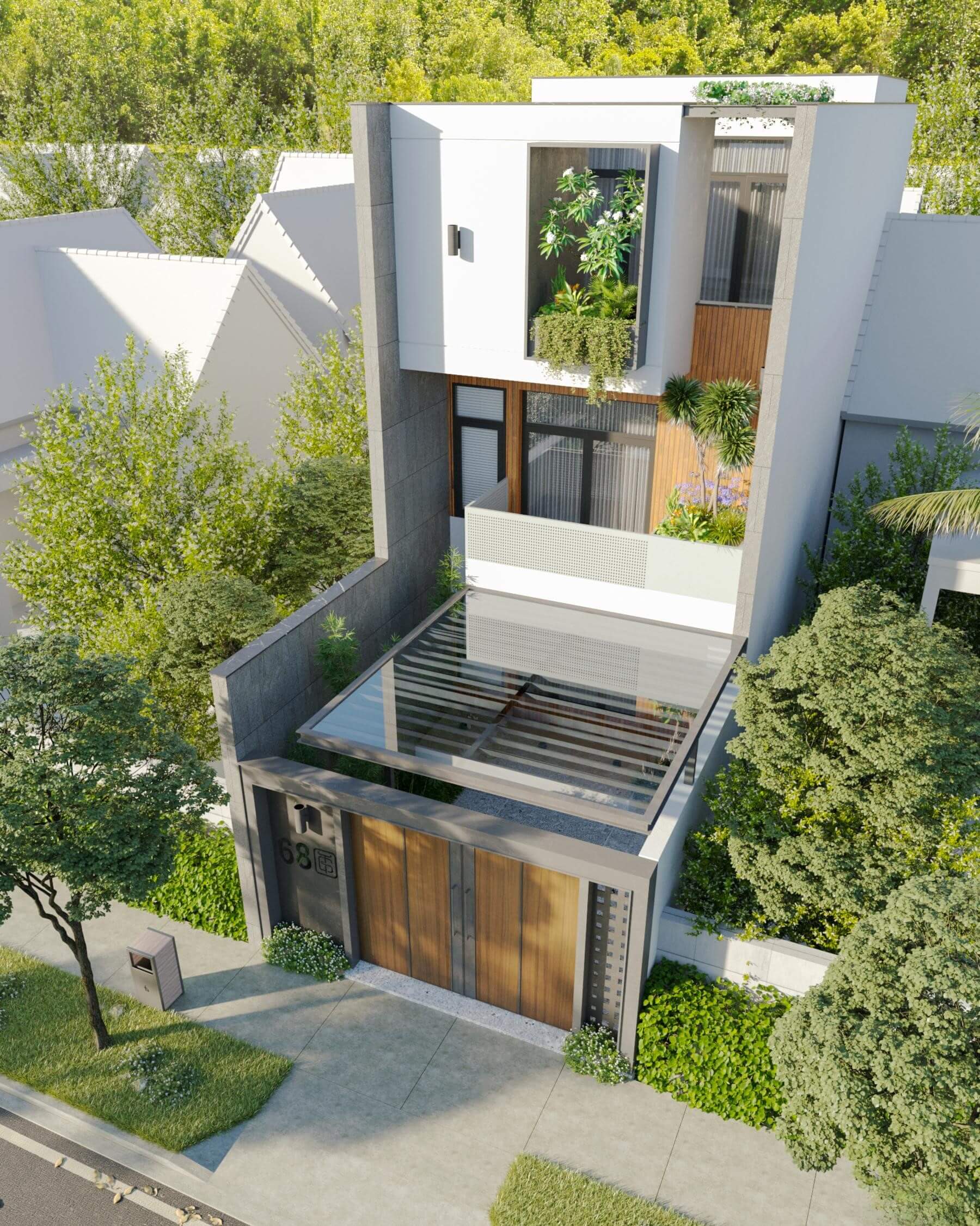 thiết kế mặt tiền nhà ống hướng tây Pendecor