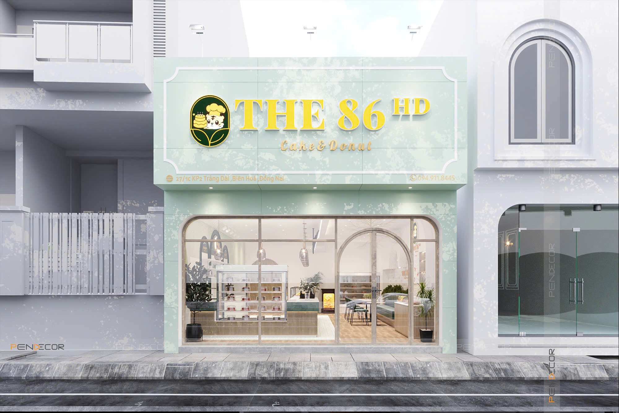 mặt tiền nhà bằng kính Pendecor