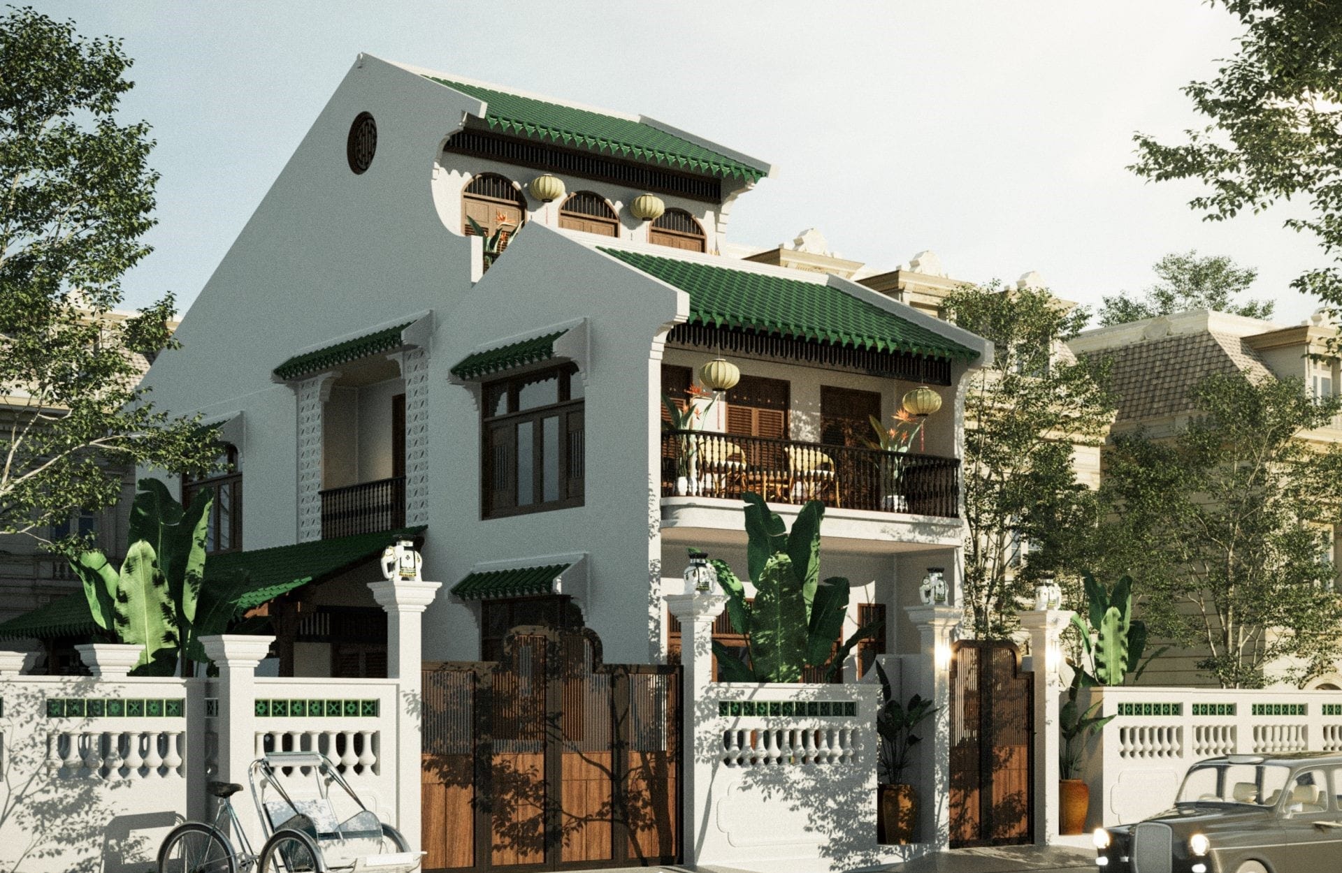 mẫu nhà mặt tiền 8m mái thái