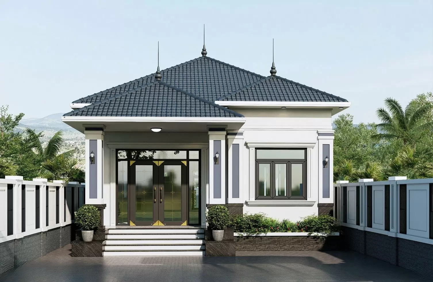 mẫu nhà mái nhật 2 tầng 2 mặt tiền Pendecor