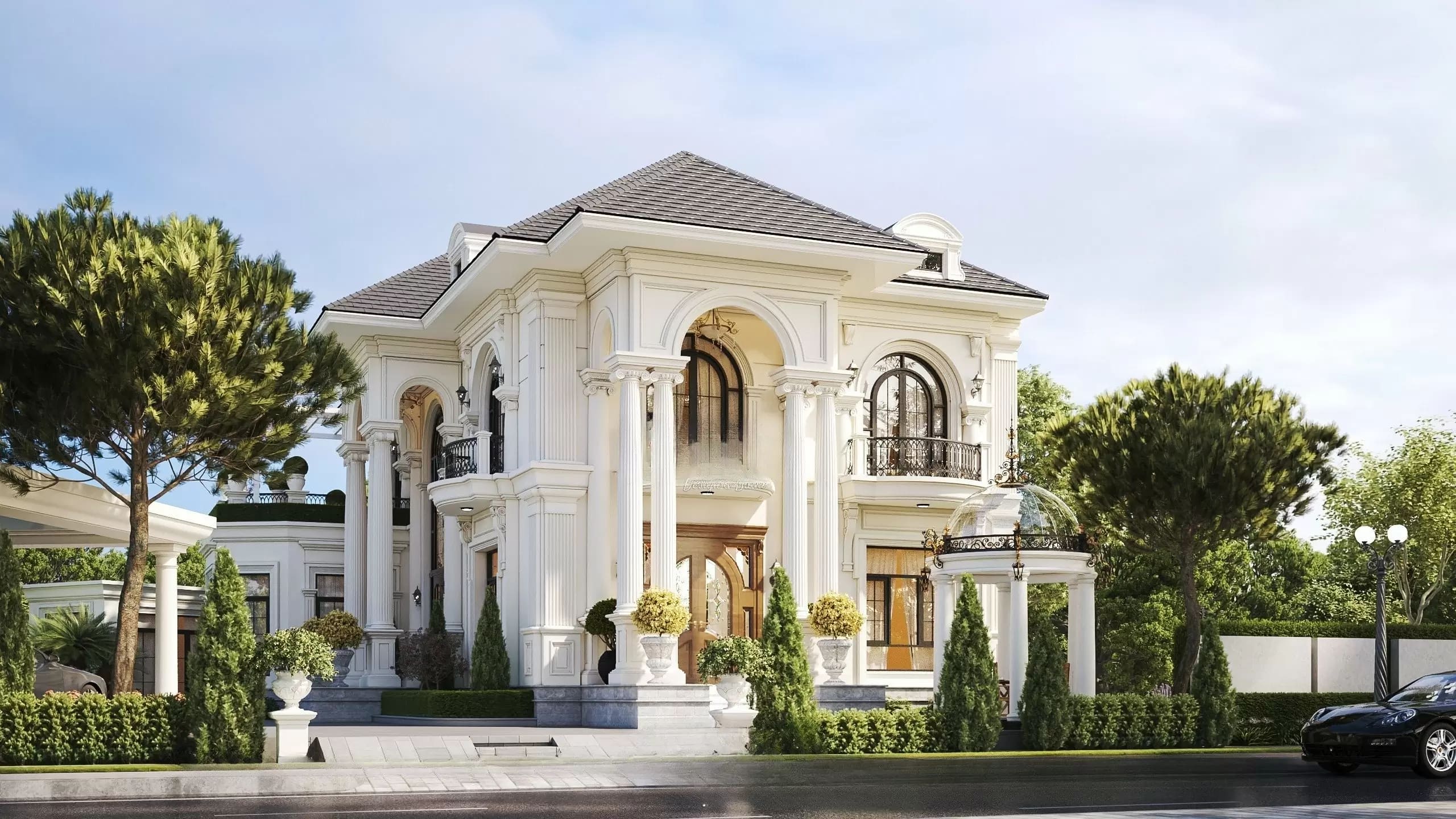 mặt tiền nhà 2 tầng mái nhật