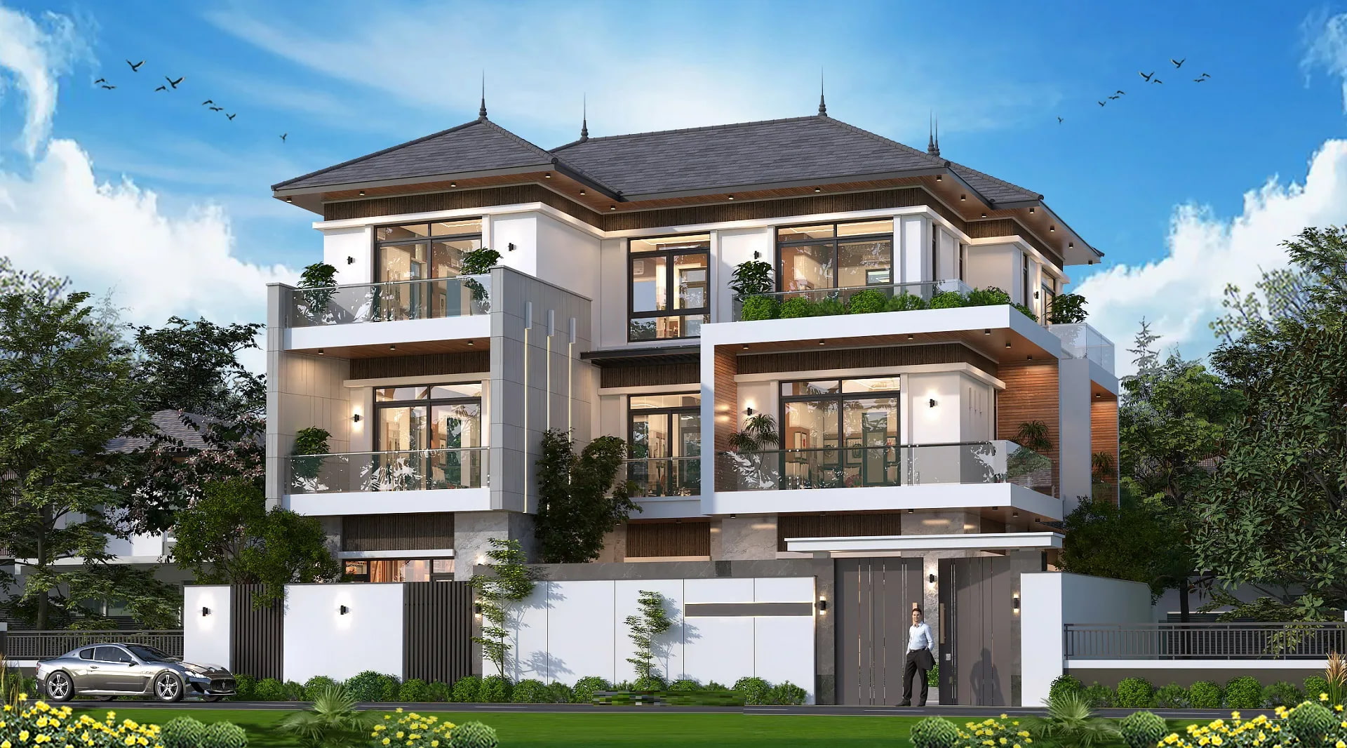 nhà mái nhật 1 tầng 2 mặt tiền Pendecor