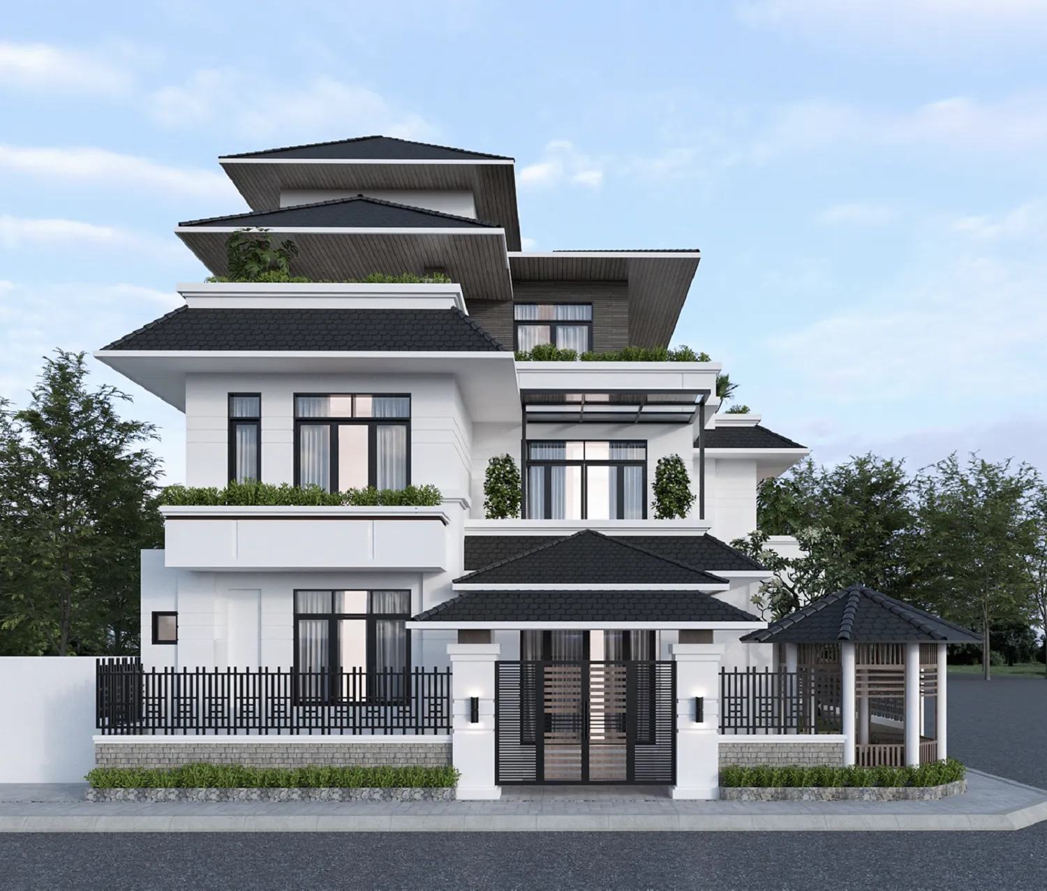 nhà mái nhật 2 mặt tiền Pendecor