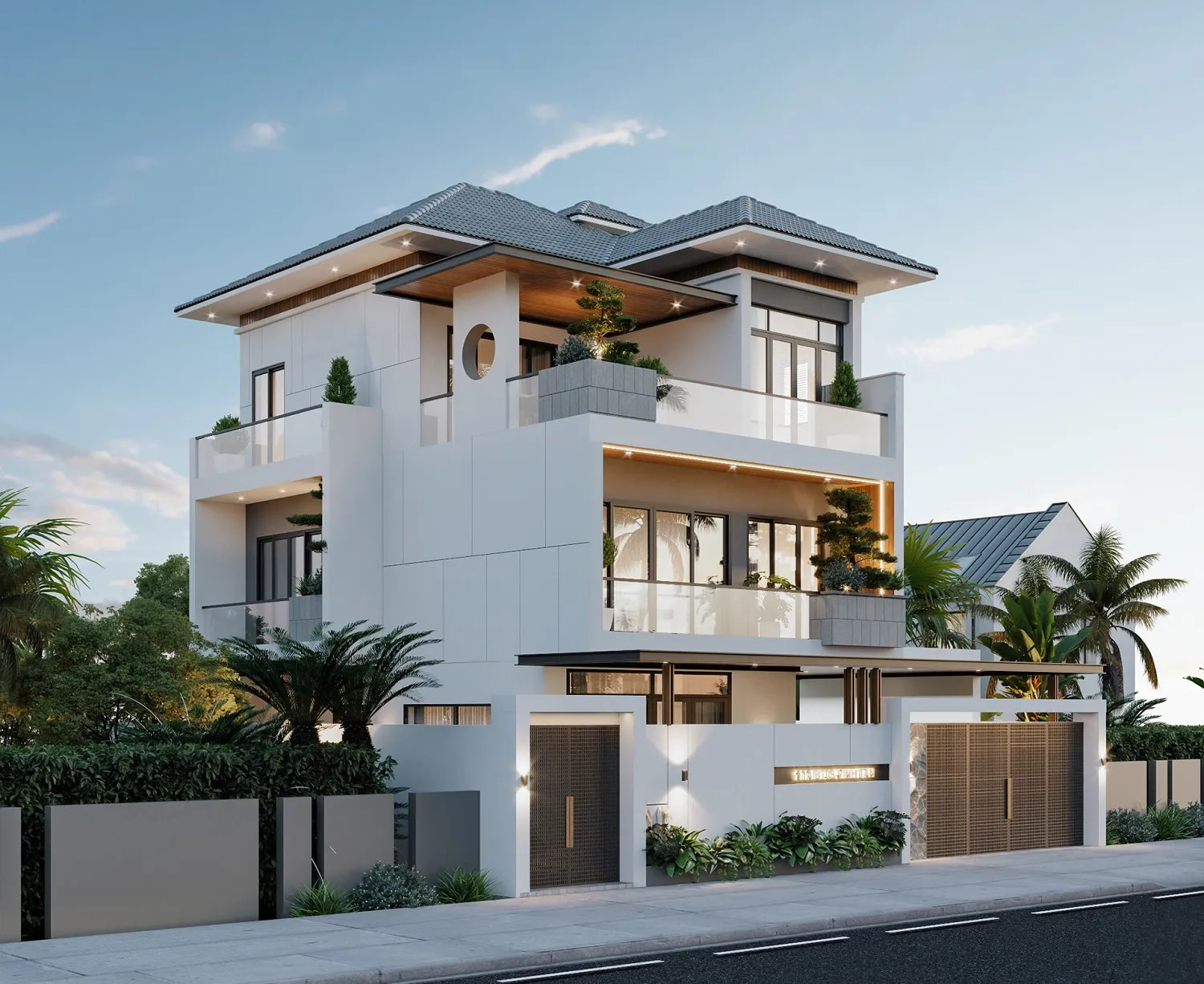 nhà mái nhật 2 tầng 2 mặt tiền Pendecor