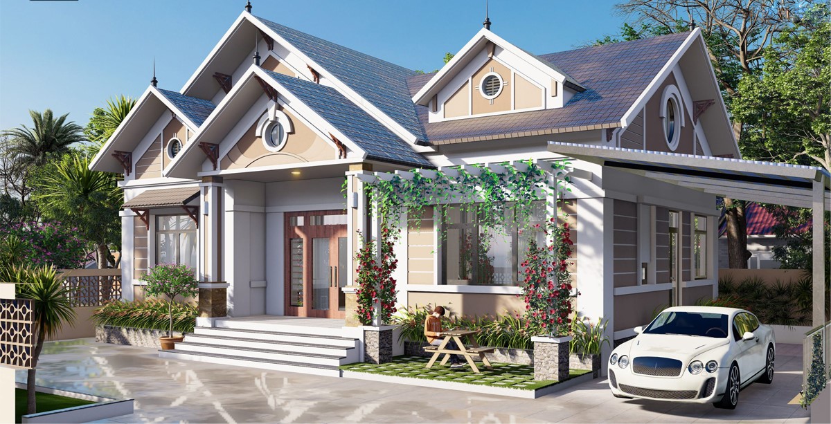 mẫu mặt tiền nhà ống mái thái Pendecor