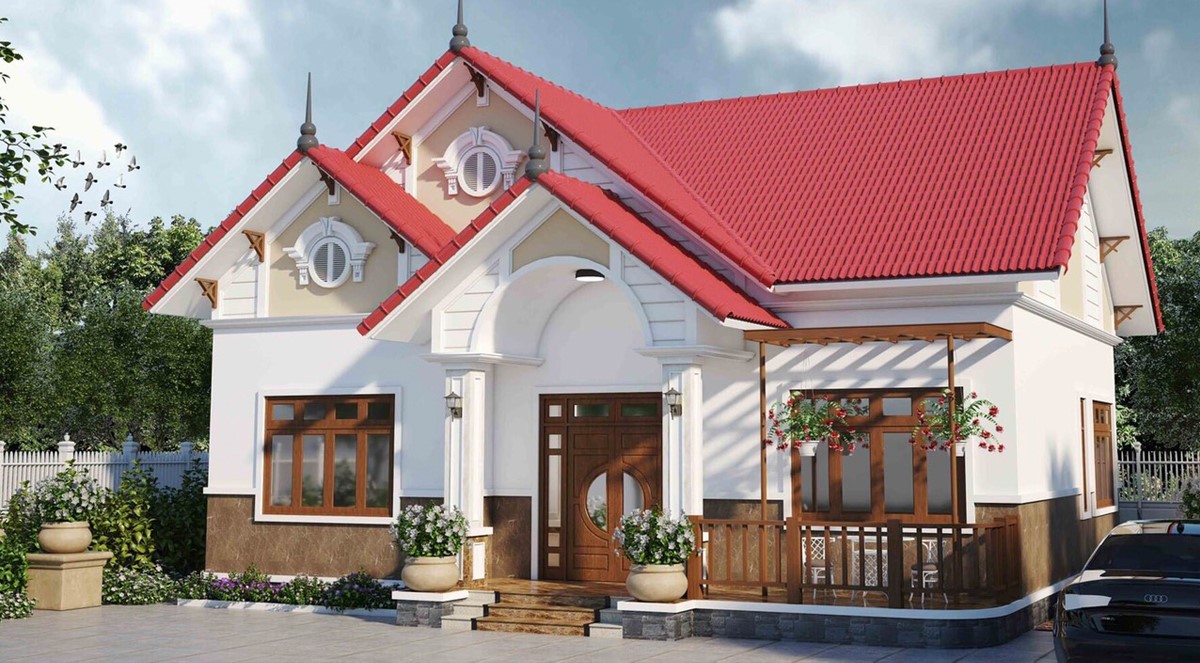 mẫu nhà 2 tầng mái thái mặt tiền 7m Pendecor