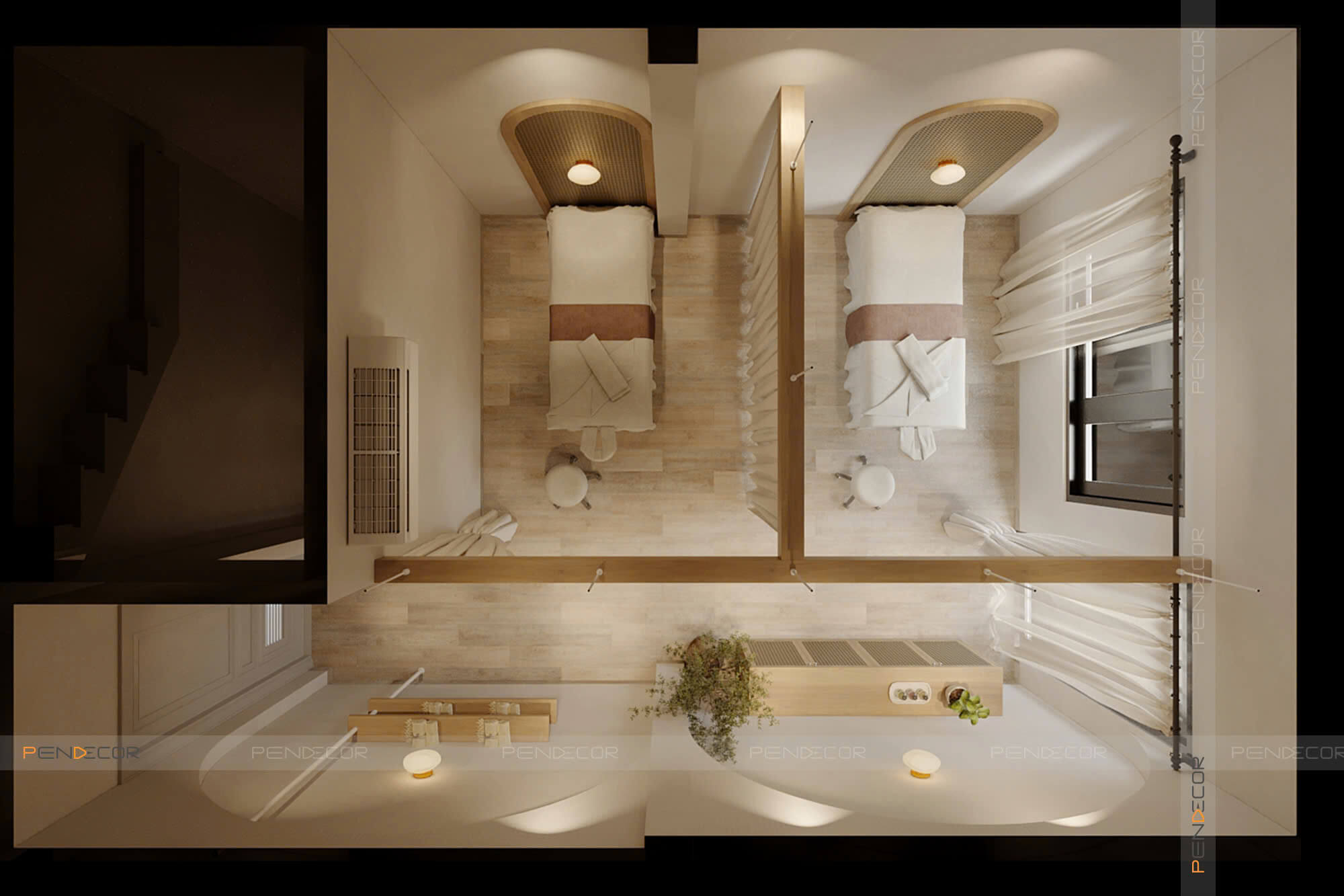 thiết kế spa gội đầu dưỡng sinh mini Pendecor