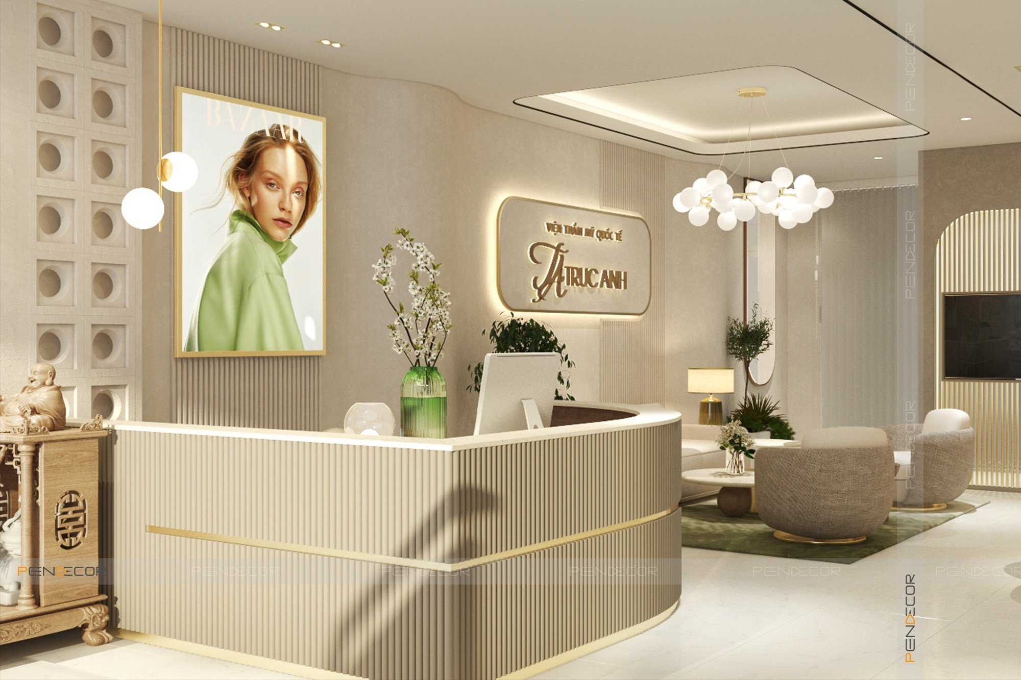 mẫu quầy lễ tân spa