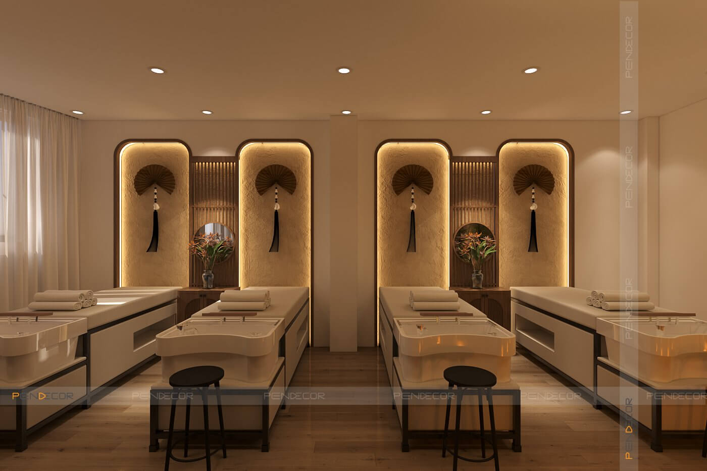 thiết kế phòng gội đầu dưỡng sinh Pendecor