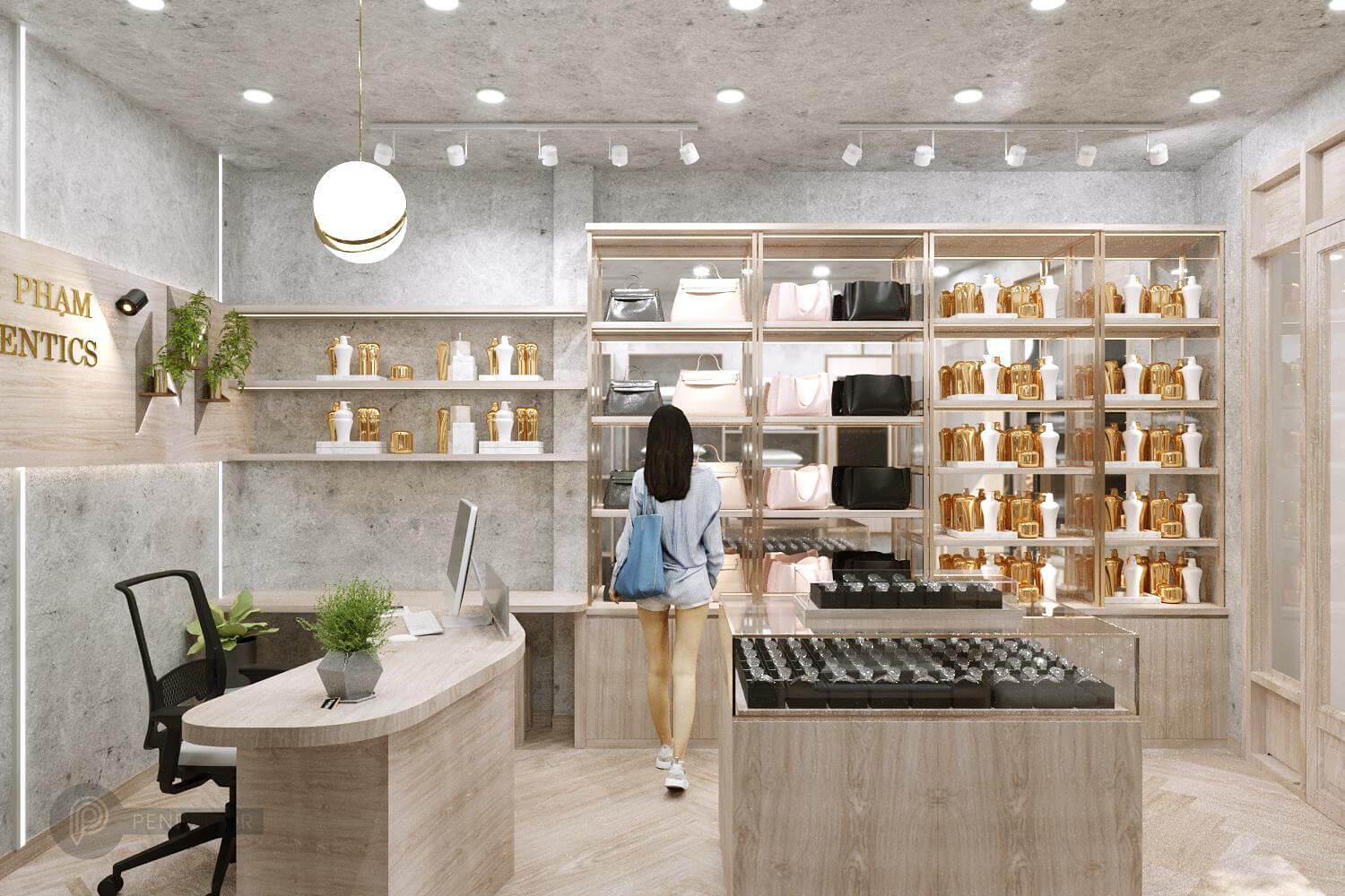 thiết kế shop túi xách thời trang