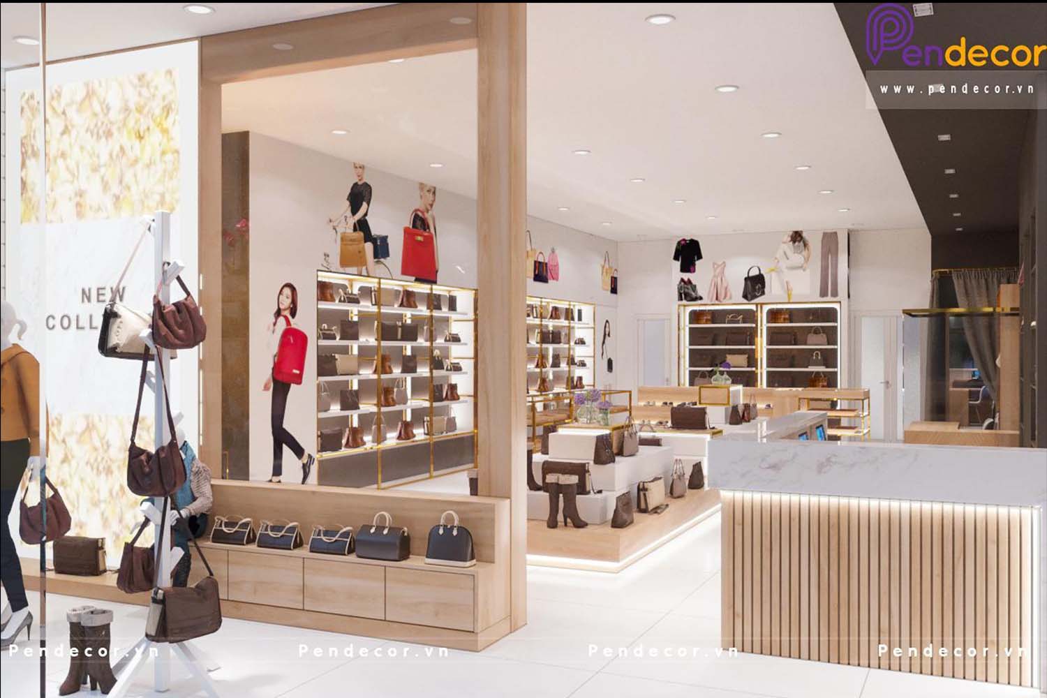 thiết kế shop túi xách Pendecor