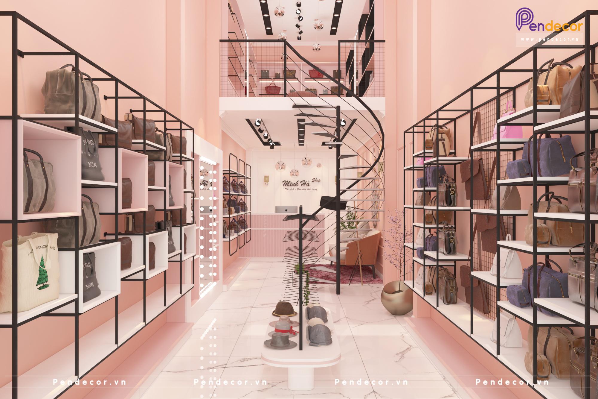 thiết kế shop túi xách nhỏ xinh Pendecor