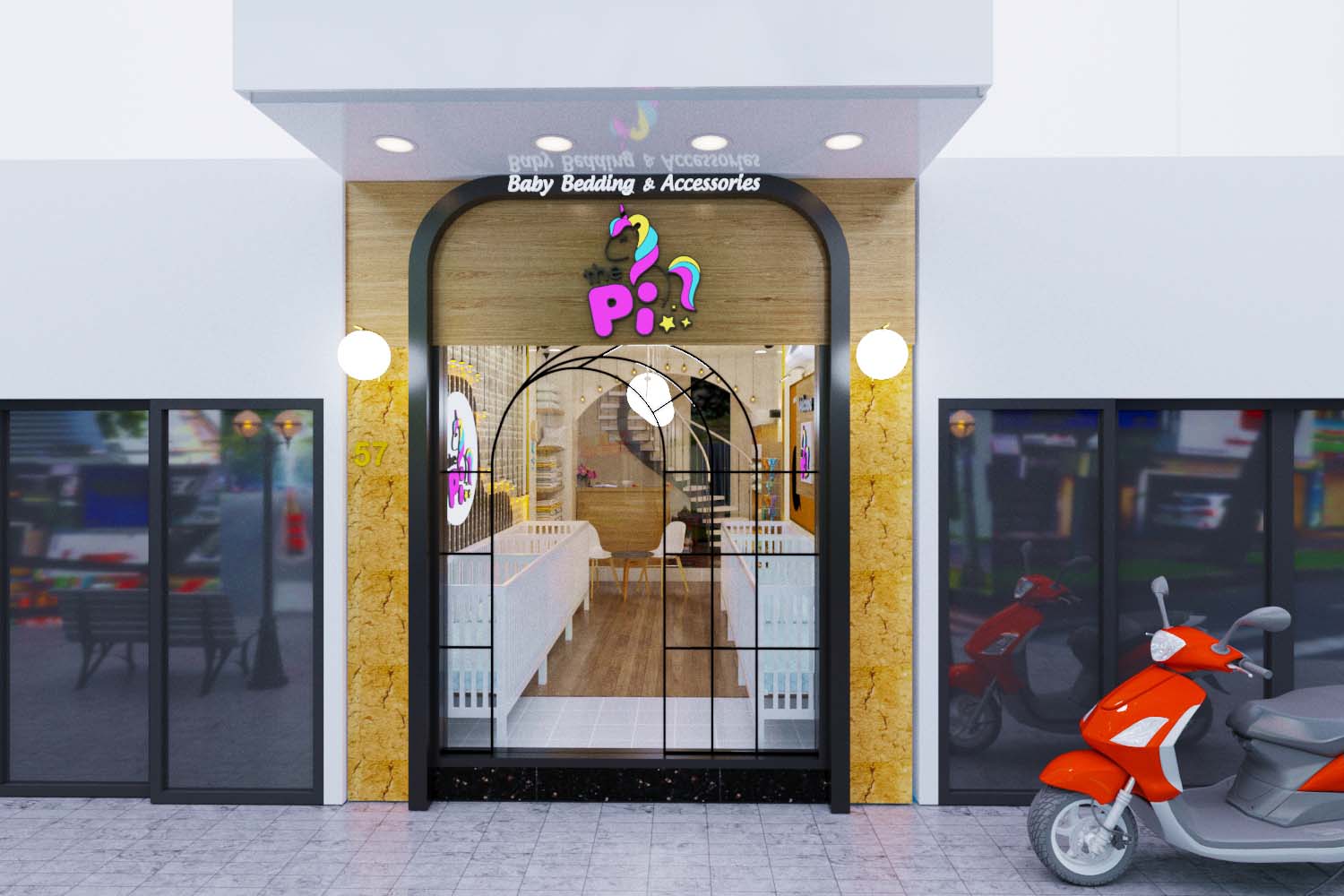 thiết kế cửa hàng đồ sơ sinh