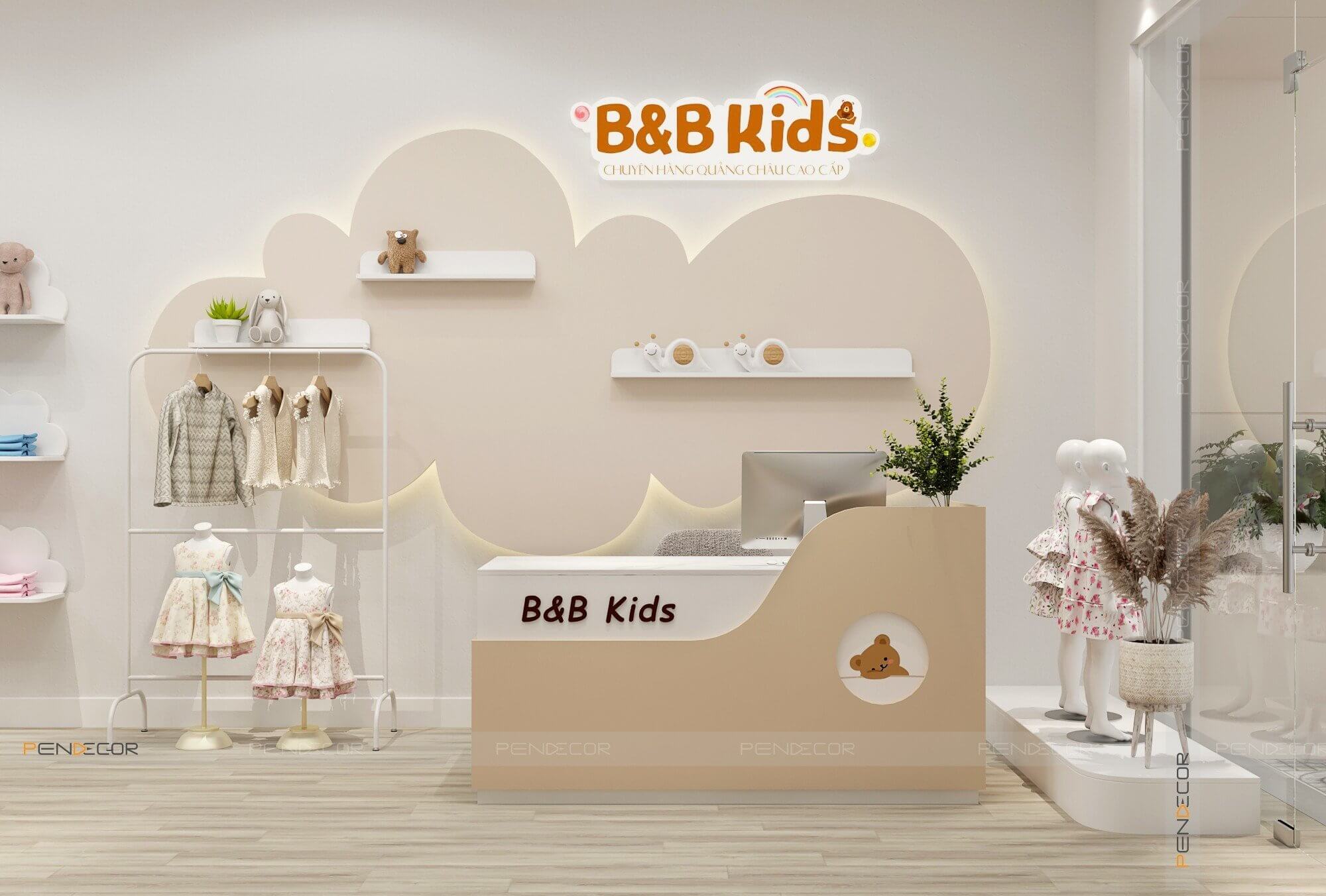 thiết kế shop quần áo trẻ em diện tích nhỏ