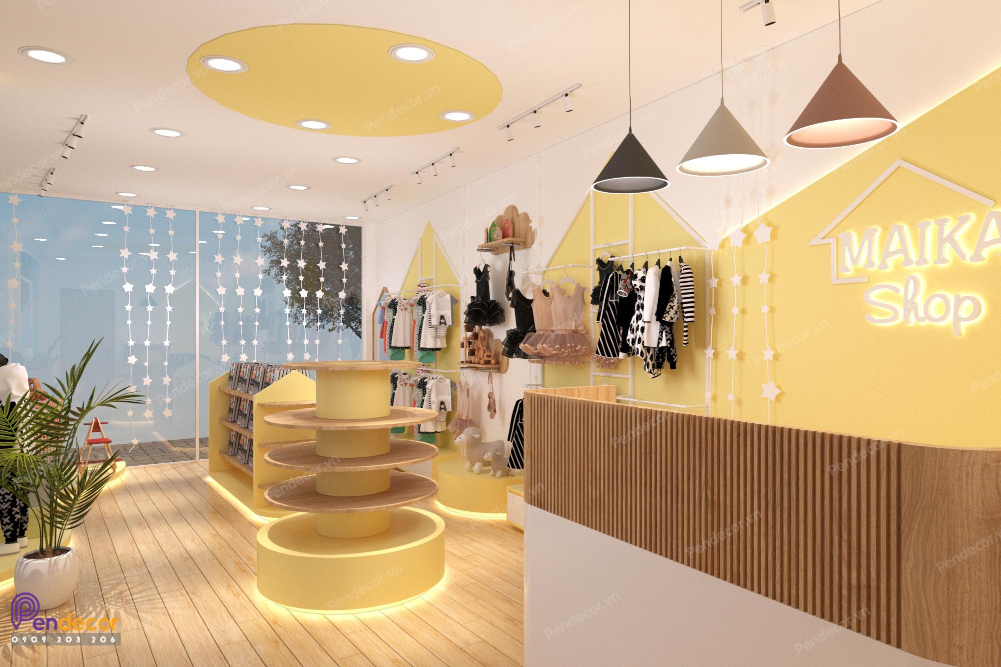 trang trí shop quần áo trẻ em diện tích nhỏ Pendecor