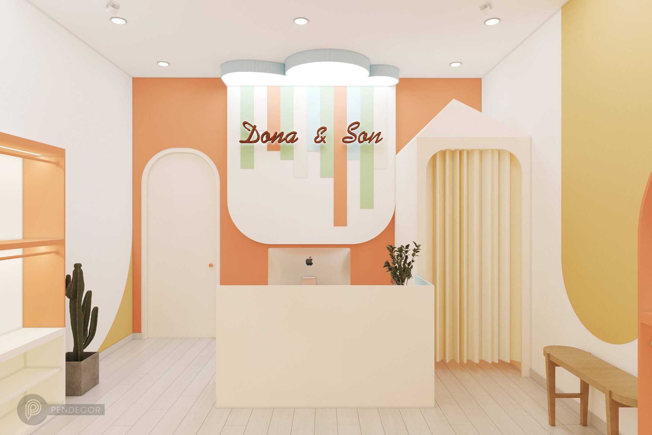 thiết kế shop quần áo trẻ em diện tích nhỏ Pendecor