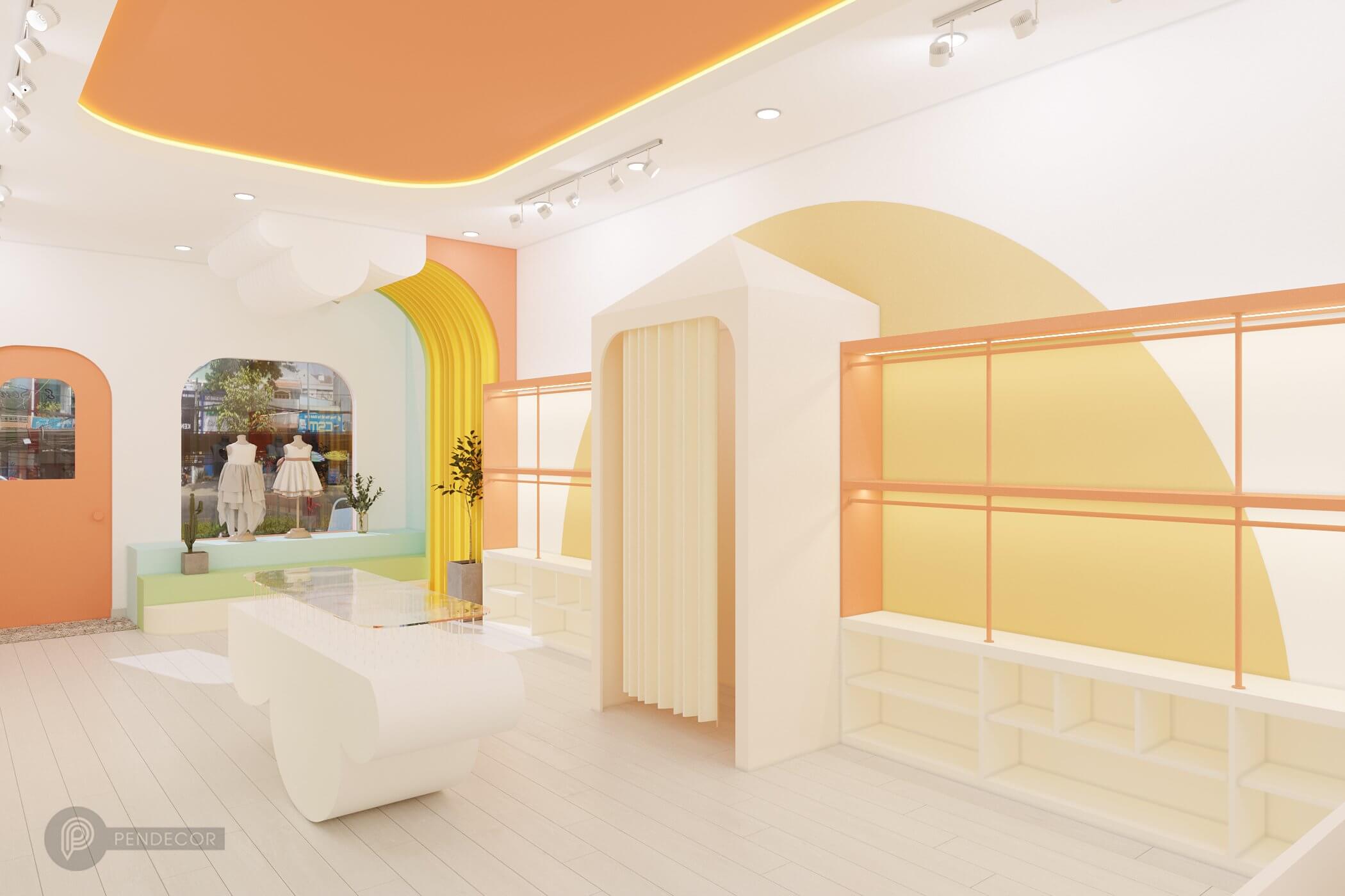 trang trí shop quần áo trẻ em diện tích nhỏ Pendecor