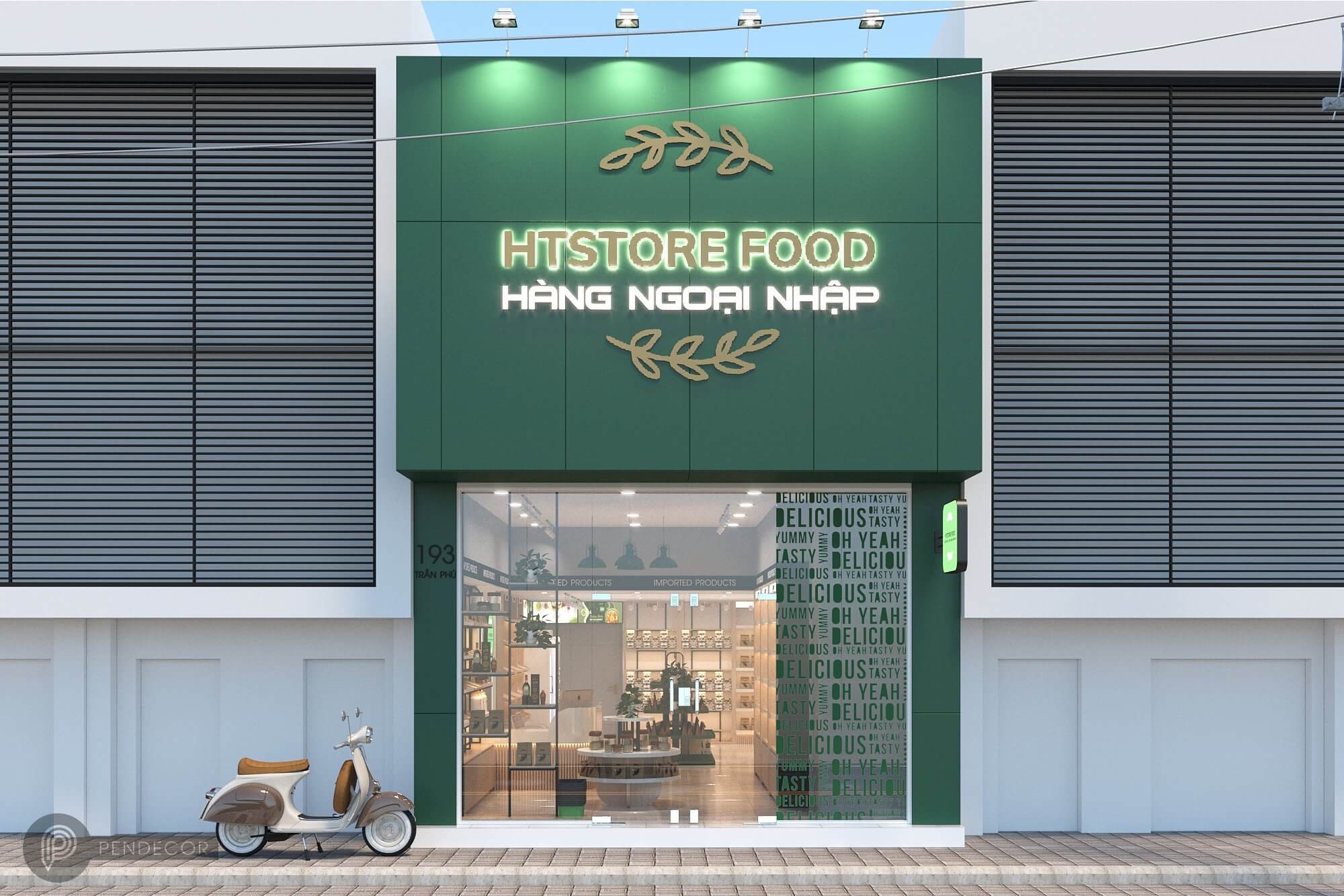 thiết kế siêu thị mini 40m2 Pendecor