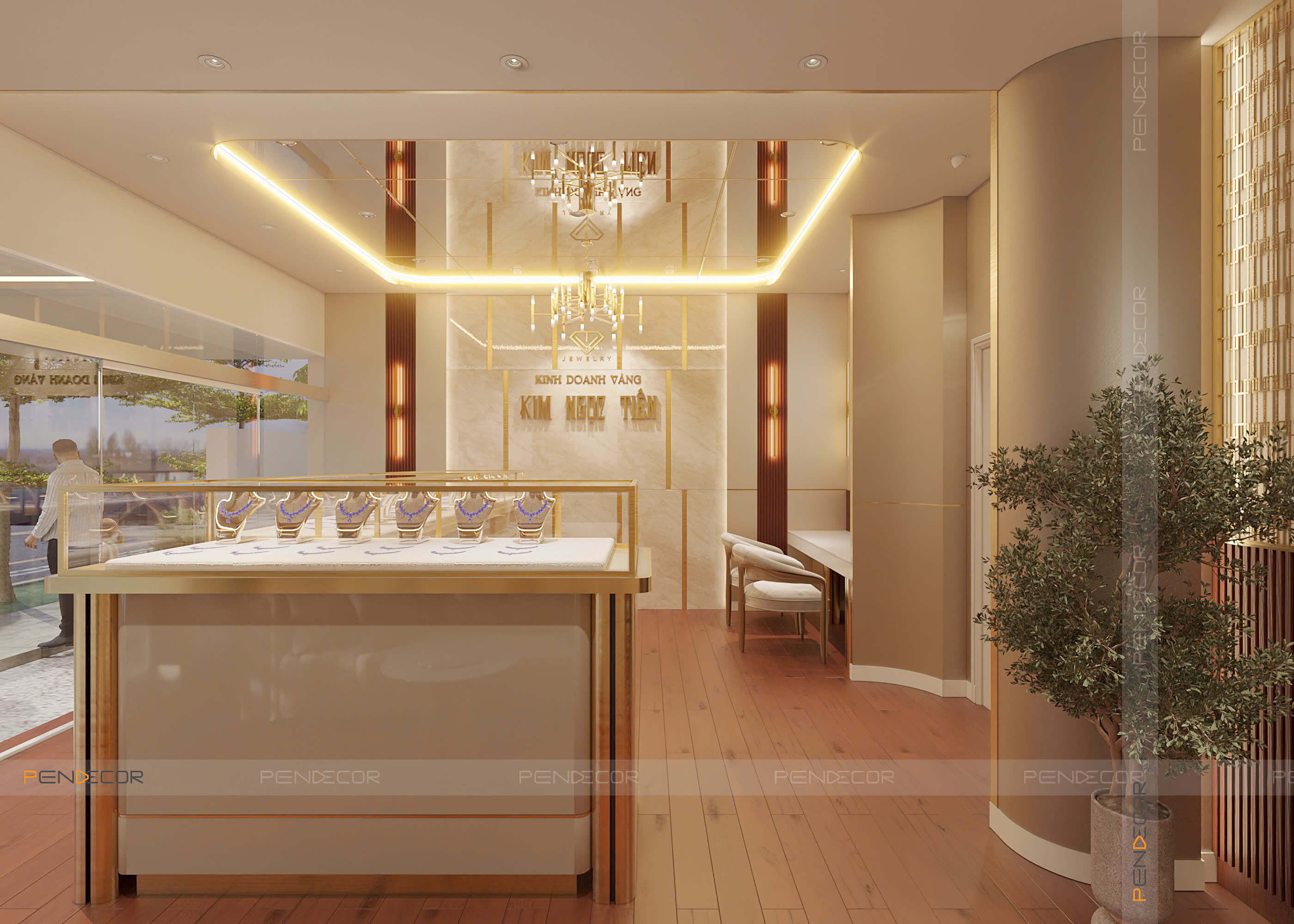thiết kế cửa hàng trang sức Pendecor